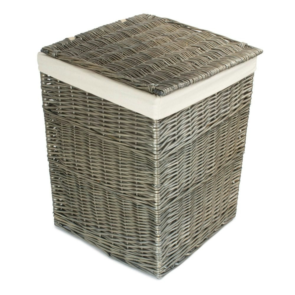 Red Hamper Large Antique Wash Wicker Square Laundry Basket