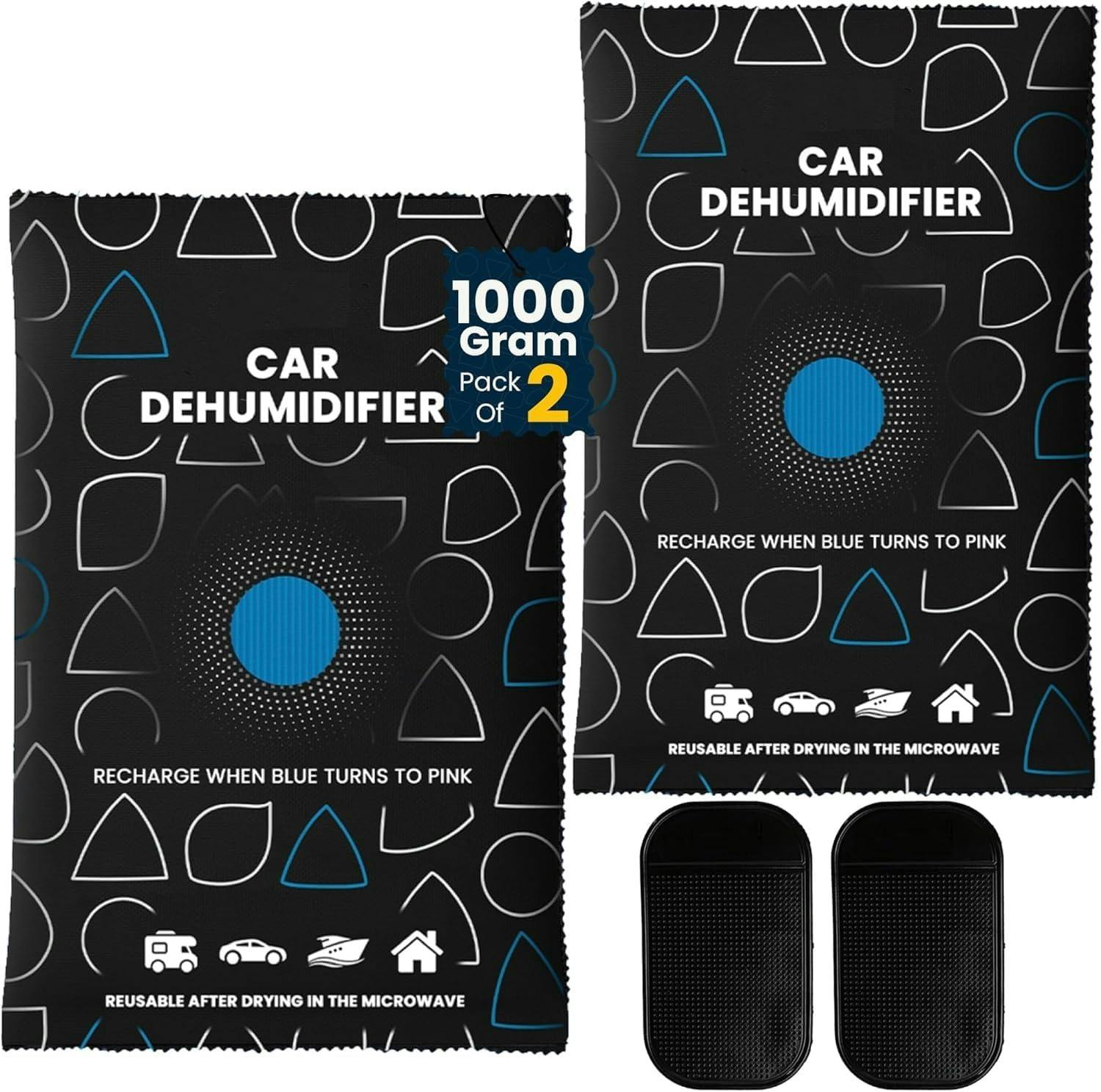 Mantraraj Black 1 Kg Car Home Dehumidifier Large Dry Bag Moisture Killer Absorber Pad Reusable - Pack Of 2 - Dehumidifier