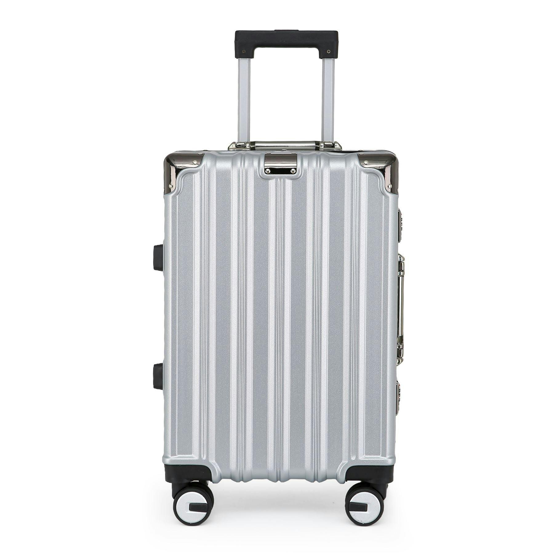 Infinity Luggage Silver Hardshell Suitcase Set Robust 8 Wheel Cabin Luggage Suitcases - Cabin