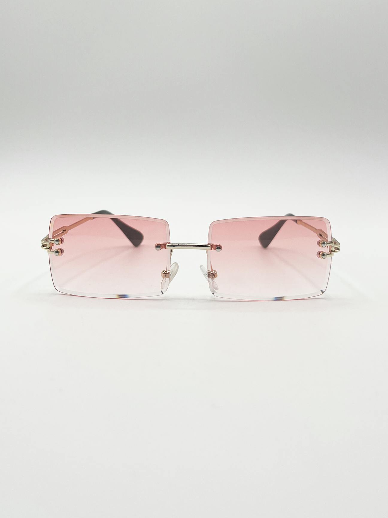 Svnx Pink Frameless Square Sunglasses In - One Size
