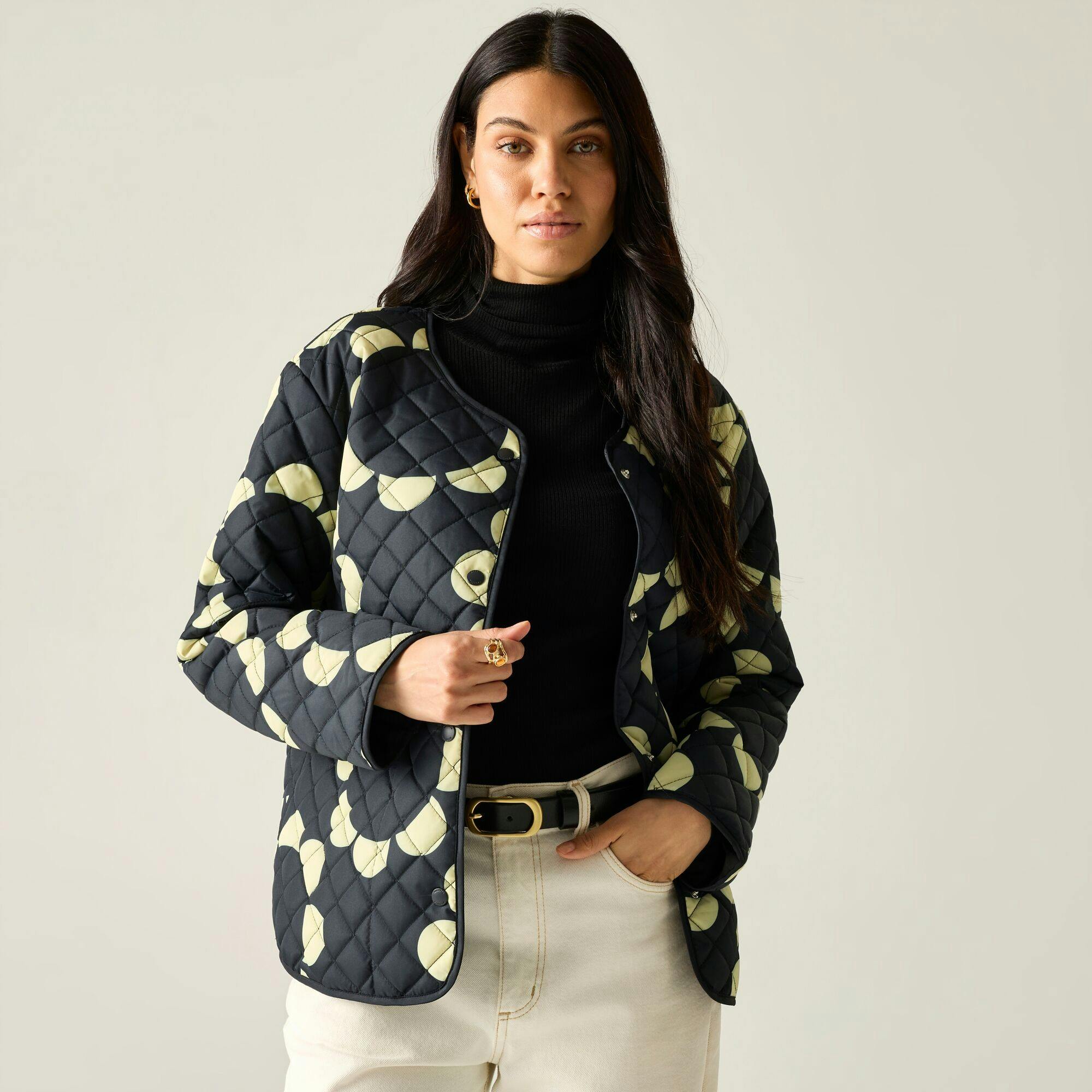 Regatta Women's Black / Orla Kiely Daisy Hoop Lightweight Quilted Jacket - 12 Uk - 100% Polyester