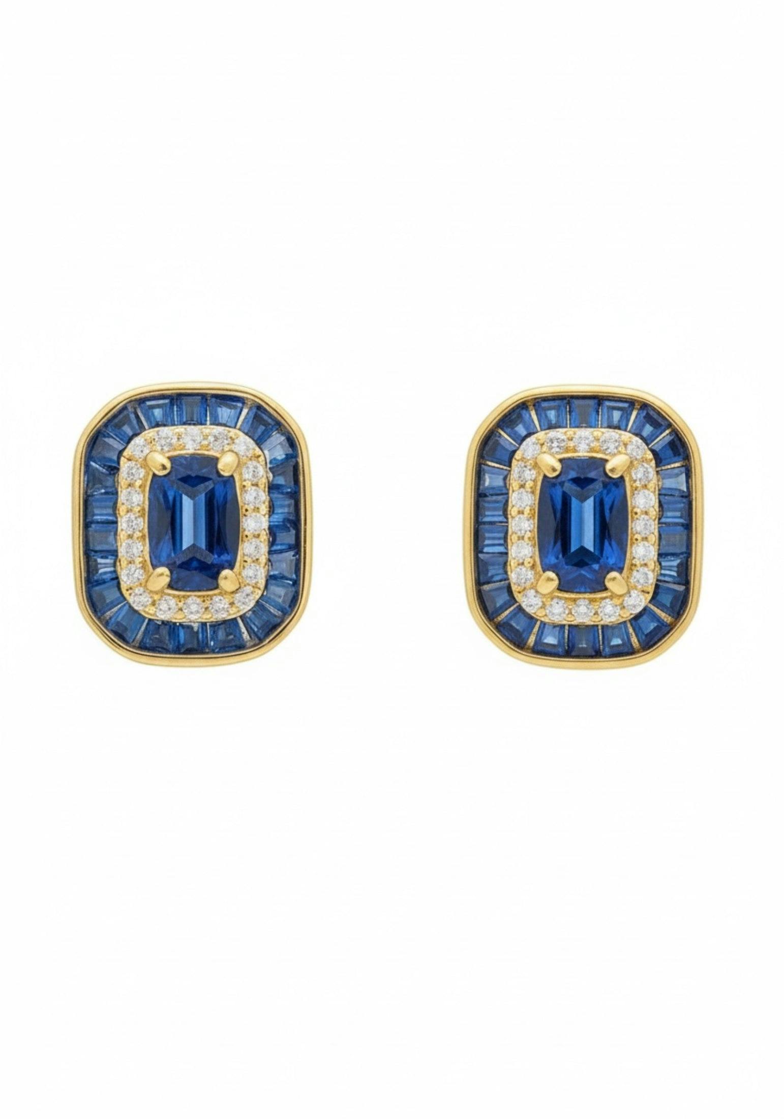 Latelita Gold Great Gatsby Stud Earrings Sapphire