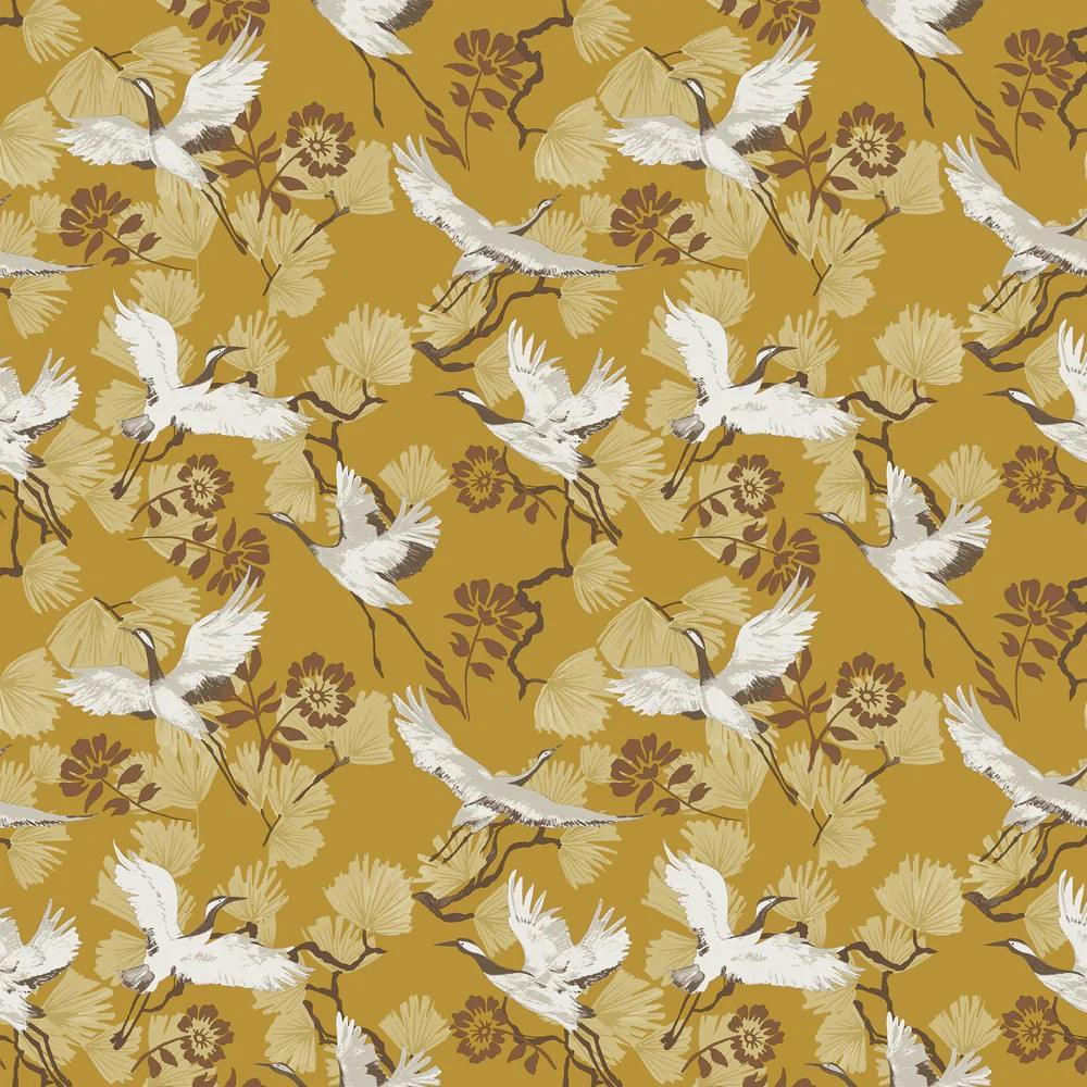 Furn Yellow Demoiselle Wallpaper - Mustard - One Size - Mustard - 100% Mixed