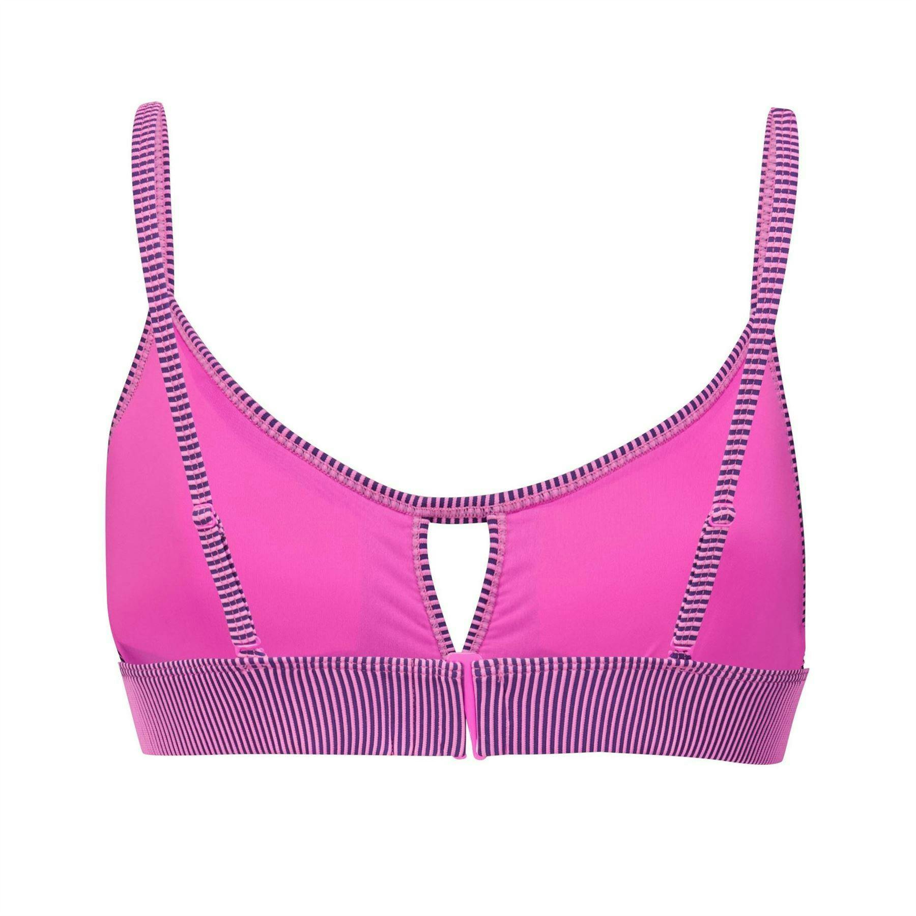 Puma Women's Pink Peek A Boo Stripe Bikini Top - 8 Uk - 100% Mixed
