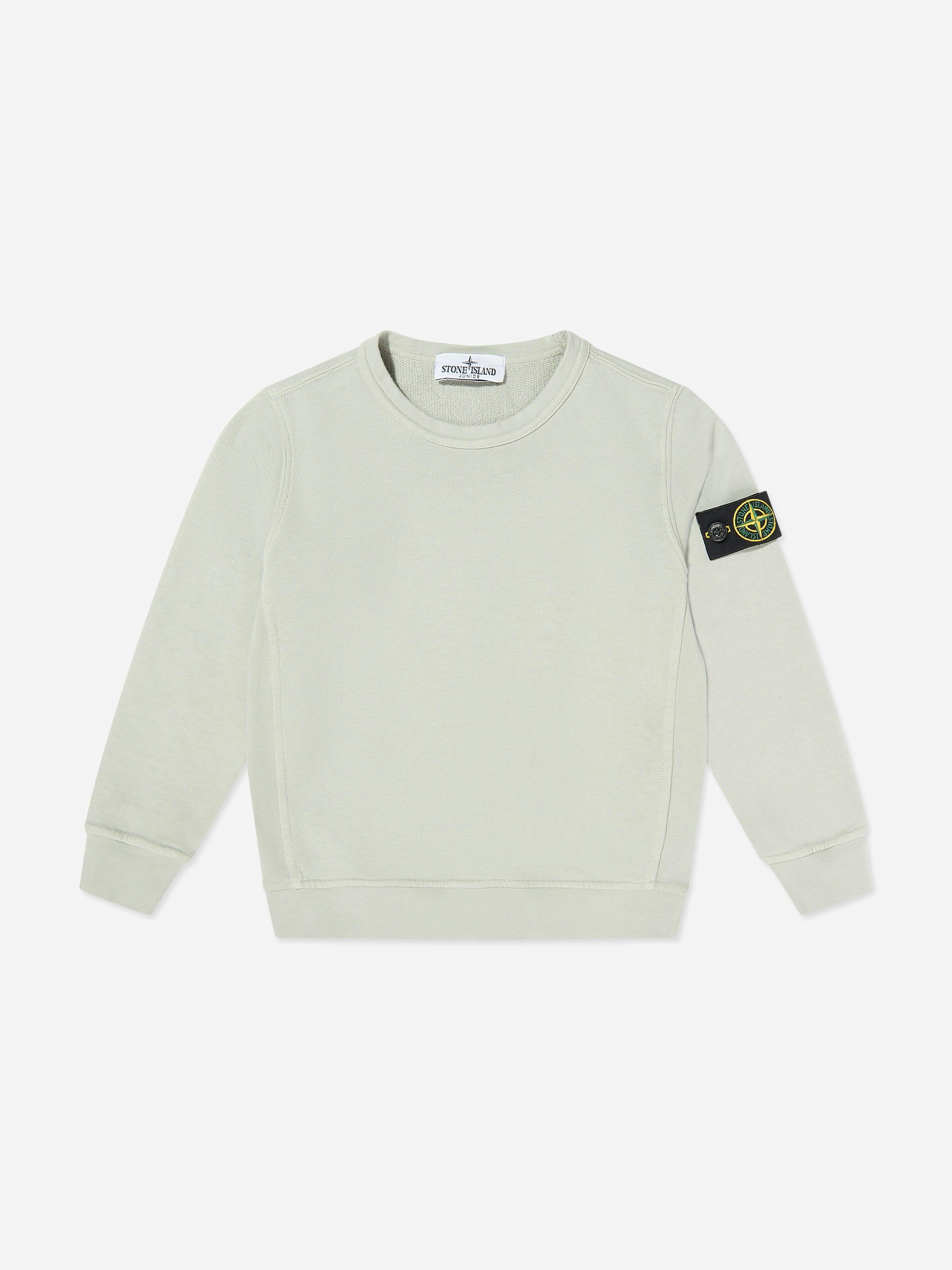 Stone Island Boys Grey Junior Cotton Fleece Sweatshirt In - 10 Yrs