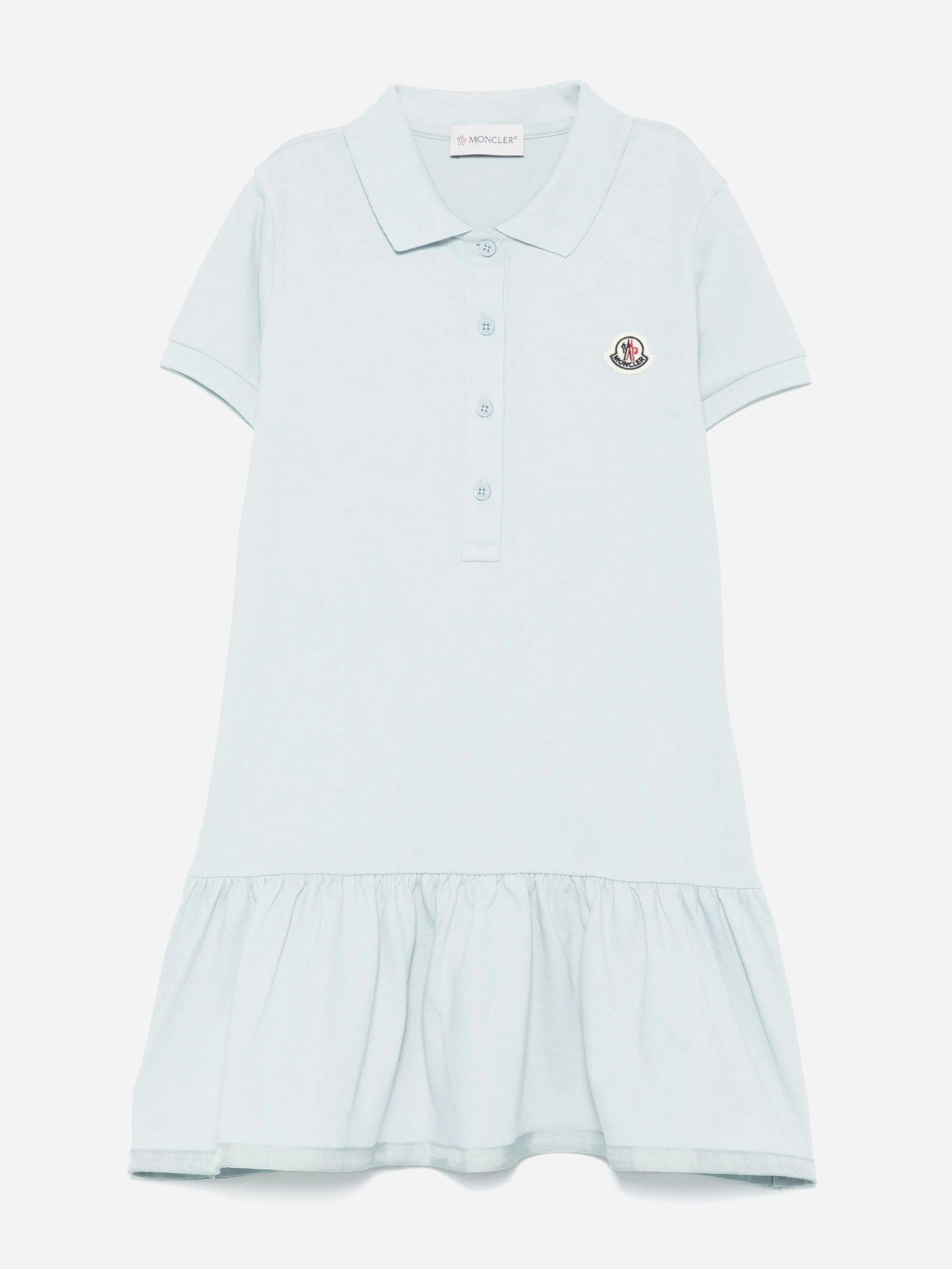 Moncler Enfant Girls Blue Logo Polo Dress In - 8 Yrs