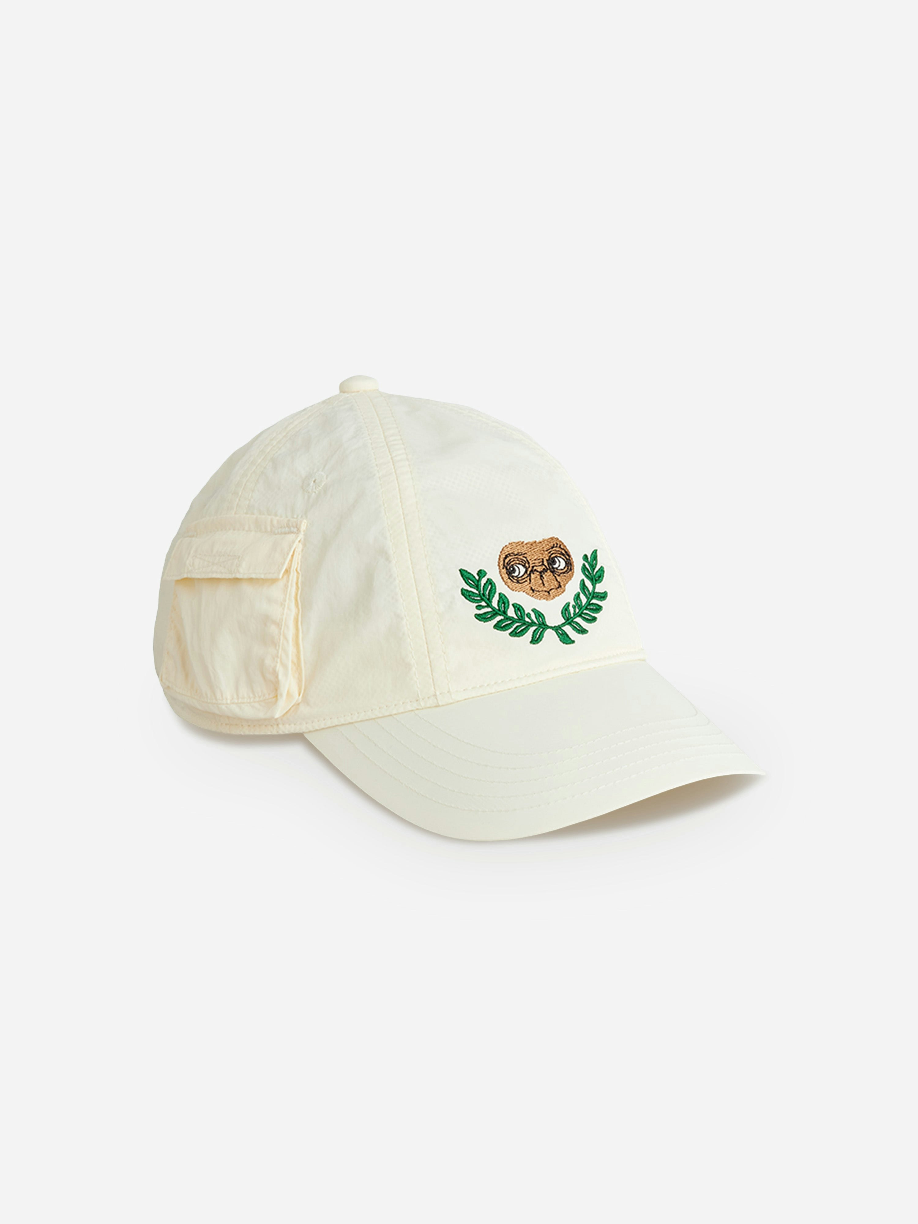 Mini Rodini Boys Ivory Kids E.t. Embroidered Pocket Cap In - 9 Mths - 3 Yrs (48-50 Cm)