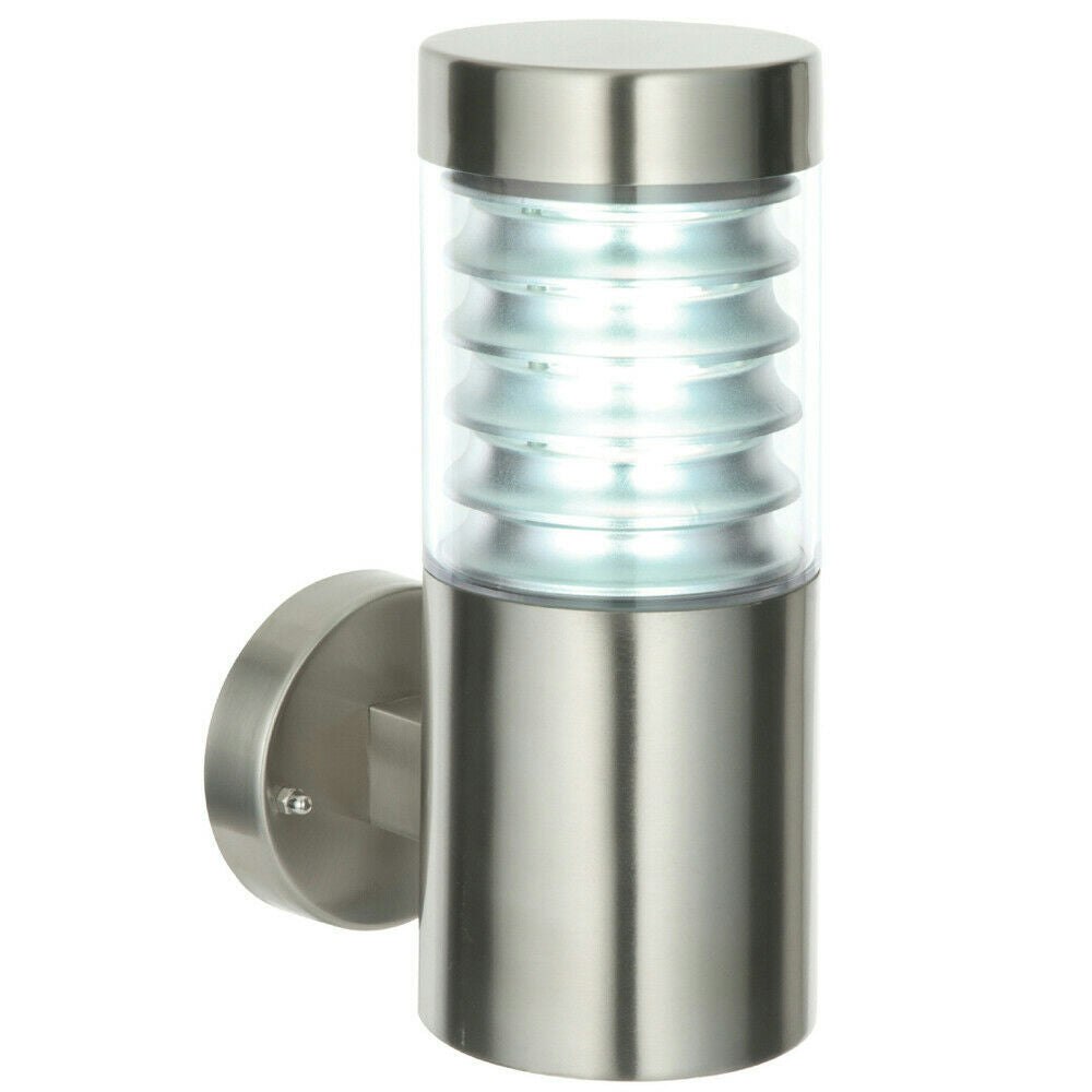 Rackhams Light Ip44 Outdoor Wall Brushed Steel Spiraled Clear Shade Porch Outdoor Lamp 316L