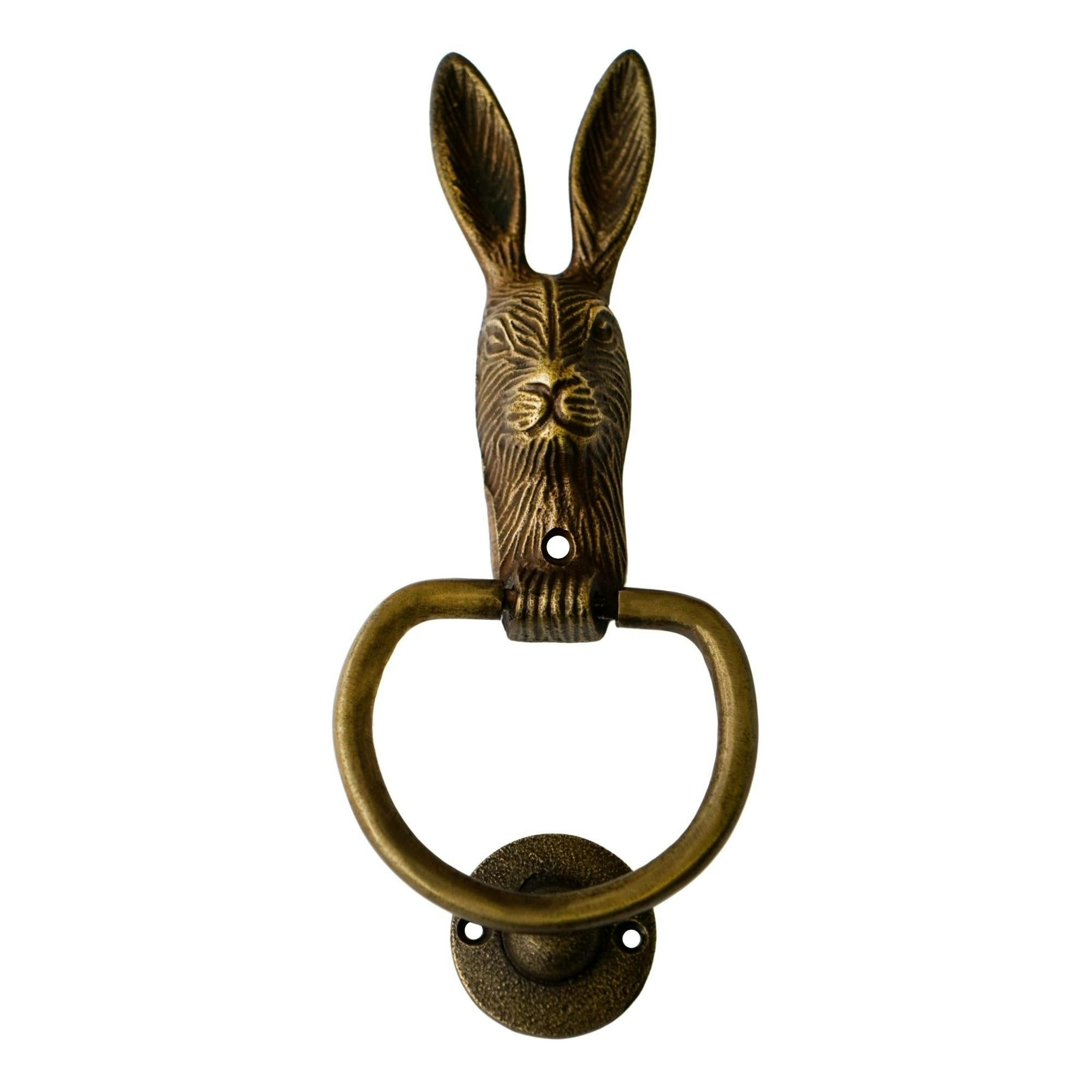 Rackhams Cast Iron Hare Door Knocker - Antique Brass