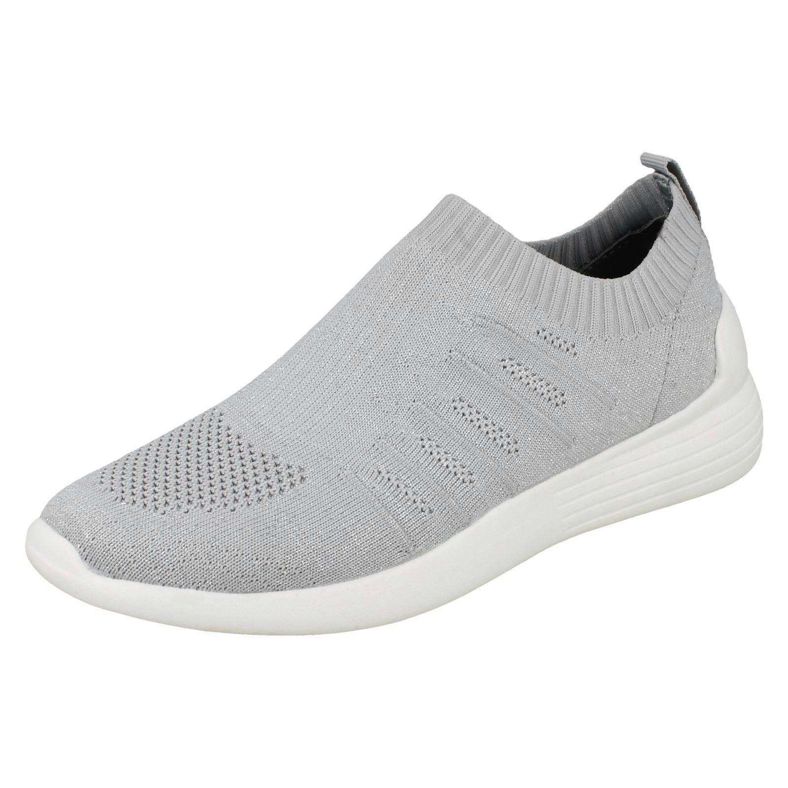 Reflex Women's Grey Ribbed Slip On Pumps F7092 - Uk 7