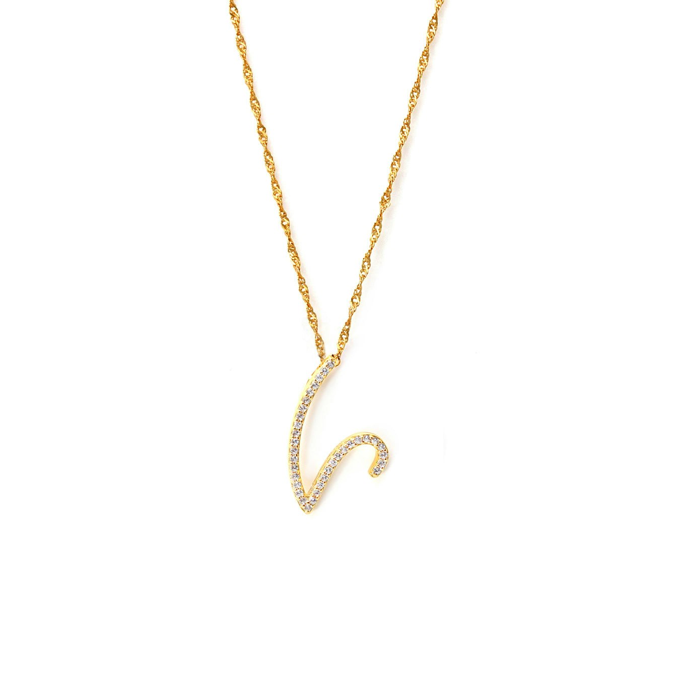 Say It With Yellow/Gold Luxe Cz Initial Necklace - Plated - V