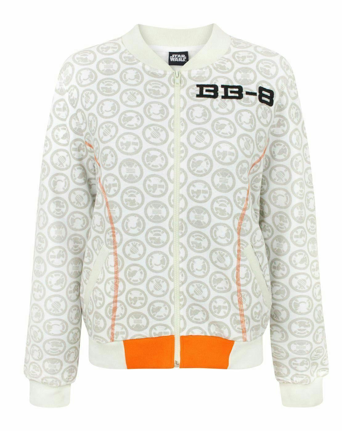 Vanilla Underground Women's White Disney Star Wars Bb-8 Bomber Jacket - X-Small