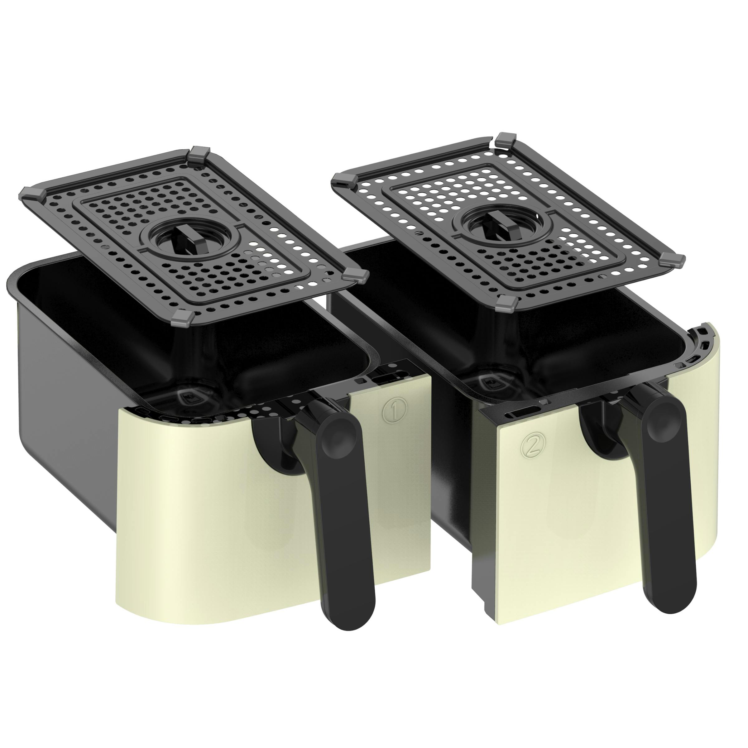 Emtronics Cream Rldr91 9L Dual Air Fryer Drawer Set With Crisper Racks