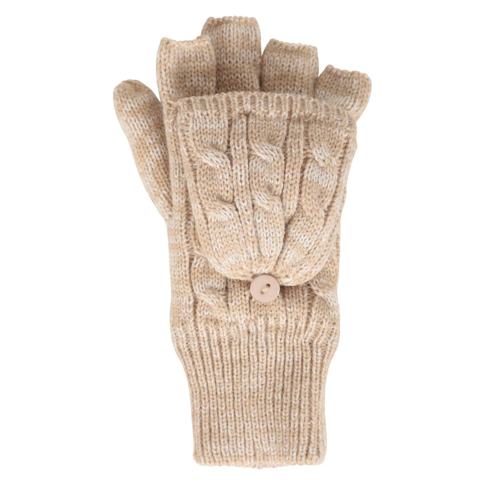 Mountain Warehouse Women's Beige / Faux Fur Lined Fingerless Gloves - One Size