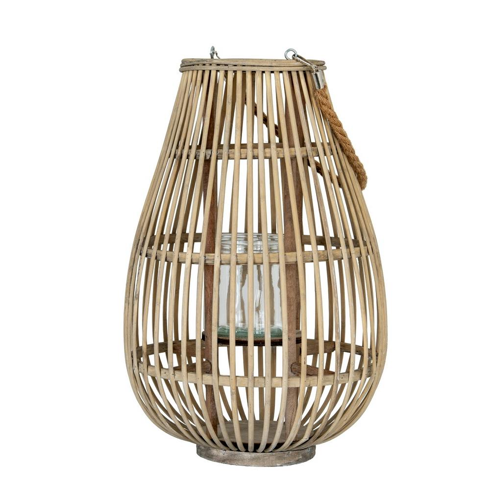 Hill Interiors Brown Ellipse Wicker Lantern - One Size