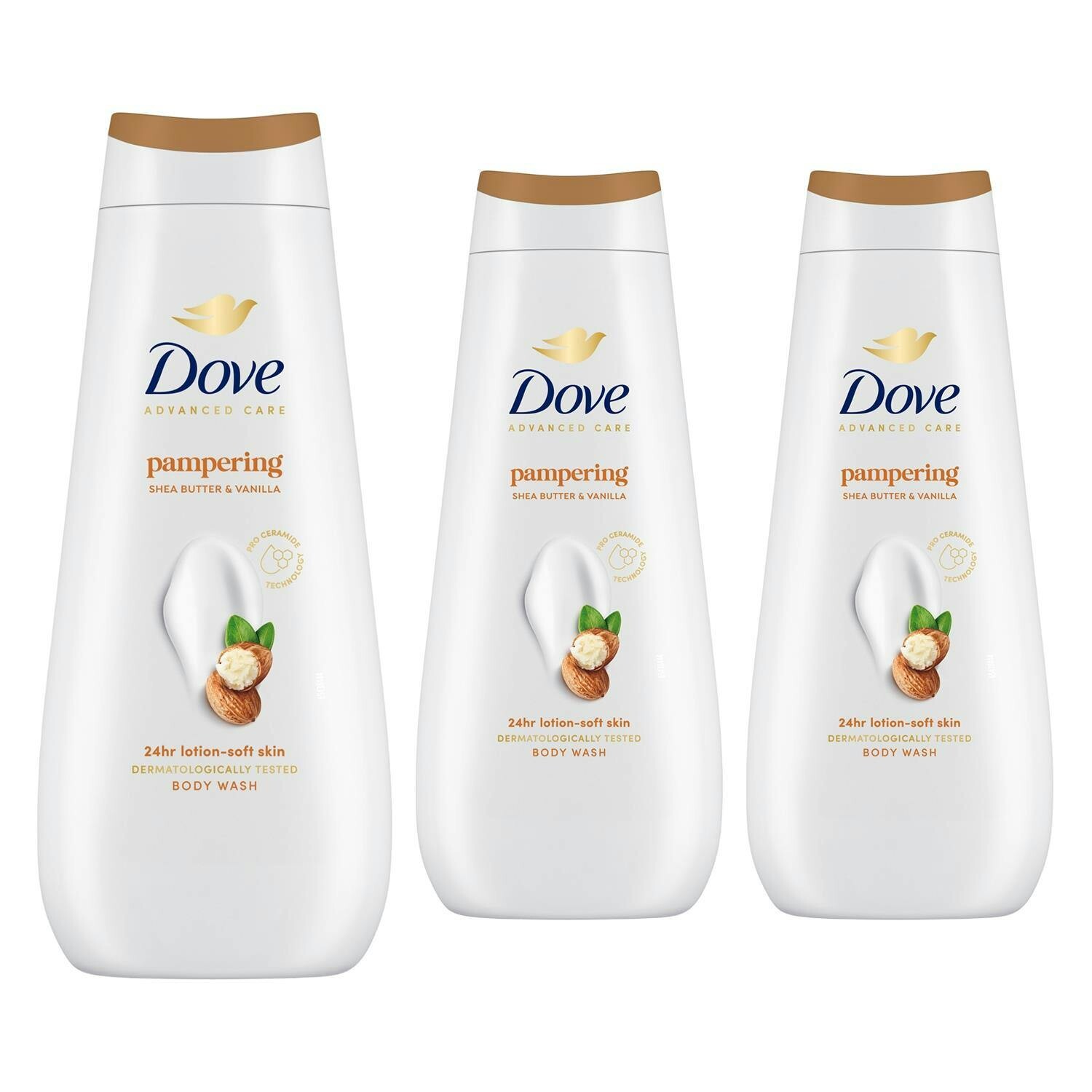Dove Advanced Care Pampering Body Wash 24H Renewing Micromoisture, 3X400ml
