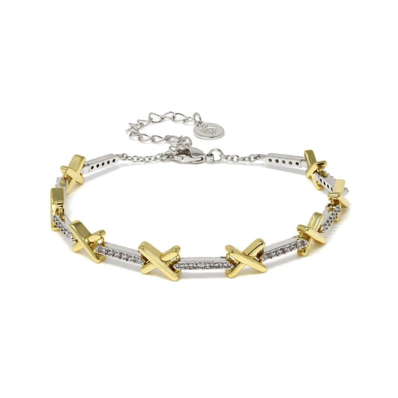 Say It With Silver/Gold Kiss Tennis Bracelet - & Plated