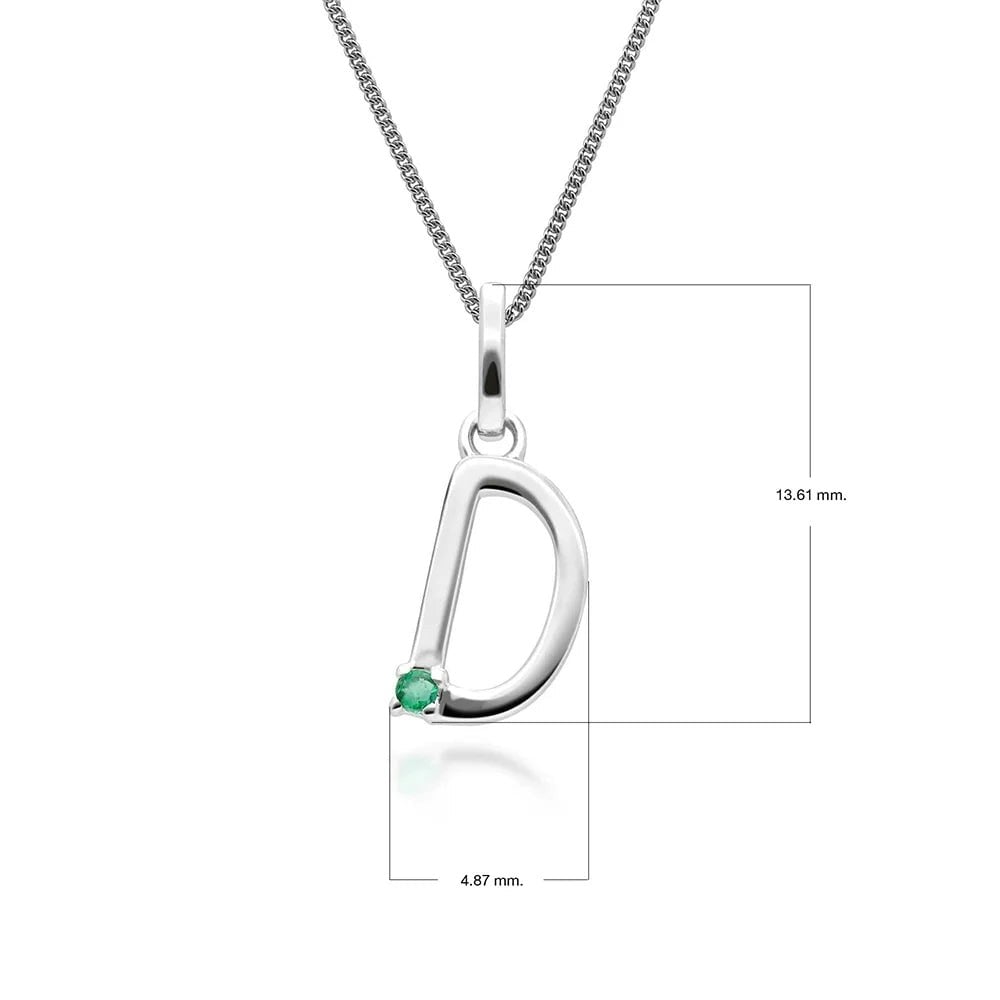 Gemondo White/Gold Initial Emerald Letter Charm Necklace In 9Ct - D
