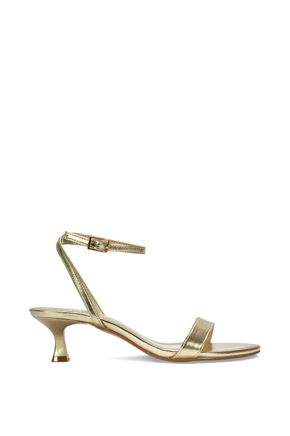 Xy London Women's Gold Kitten Low Heel Strappy Sandal Two Part Heeled Shoes - 8
