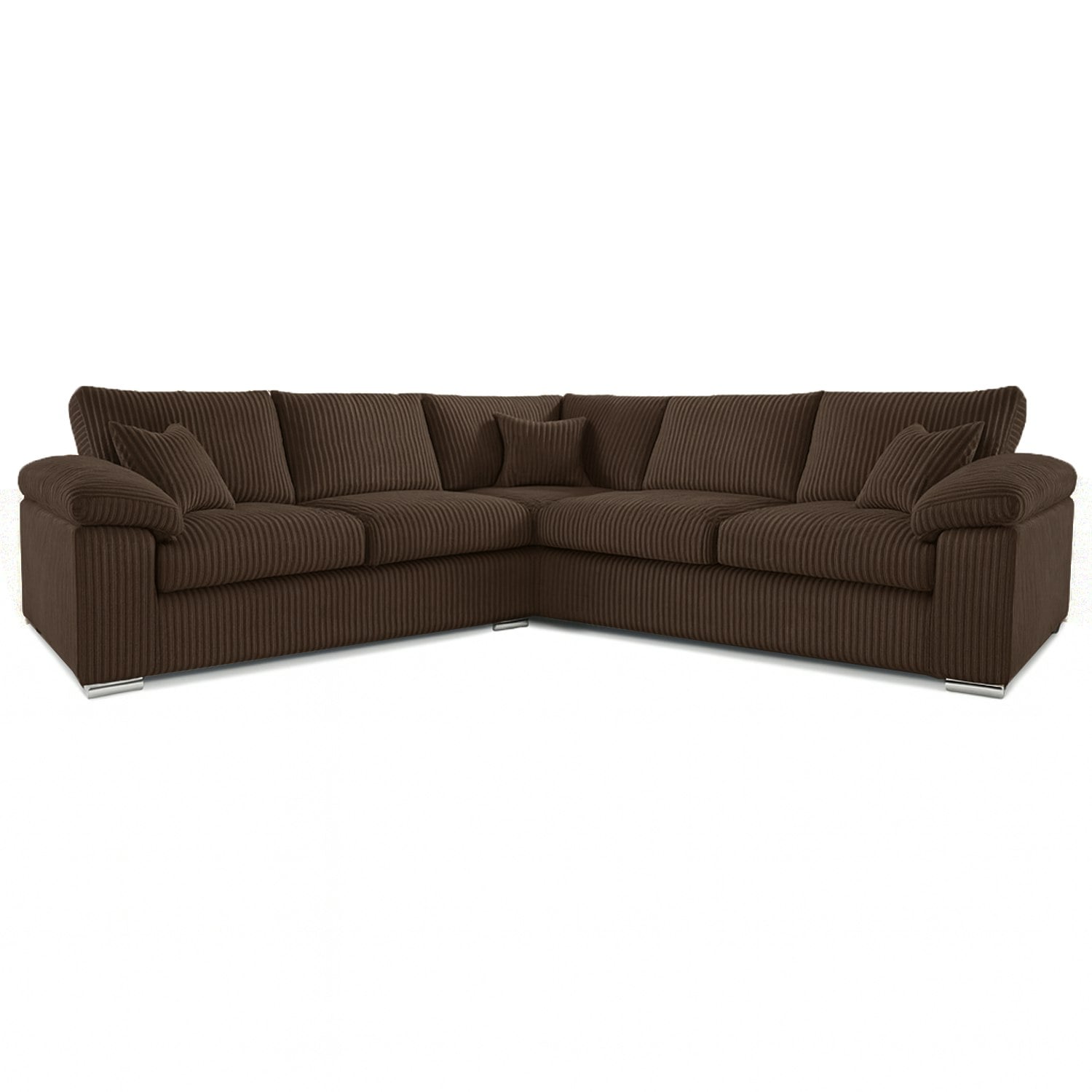 Furnishings For Less Black Delta Full Jumbo Cord 5 Seater Corner Sofa - Chocolate