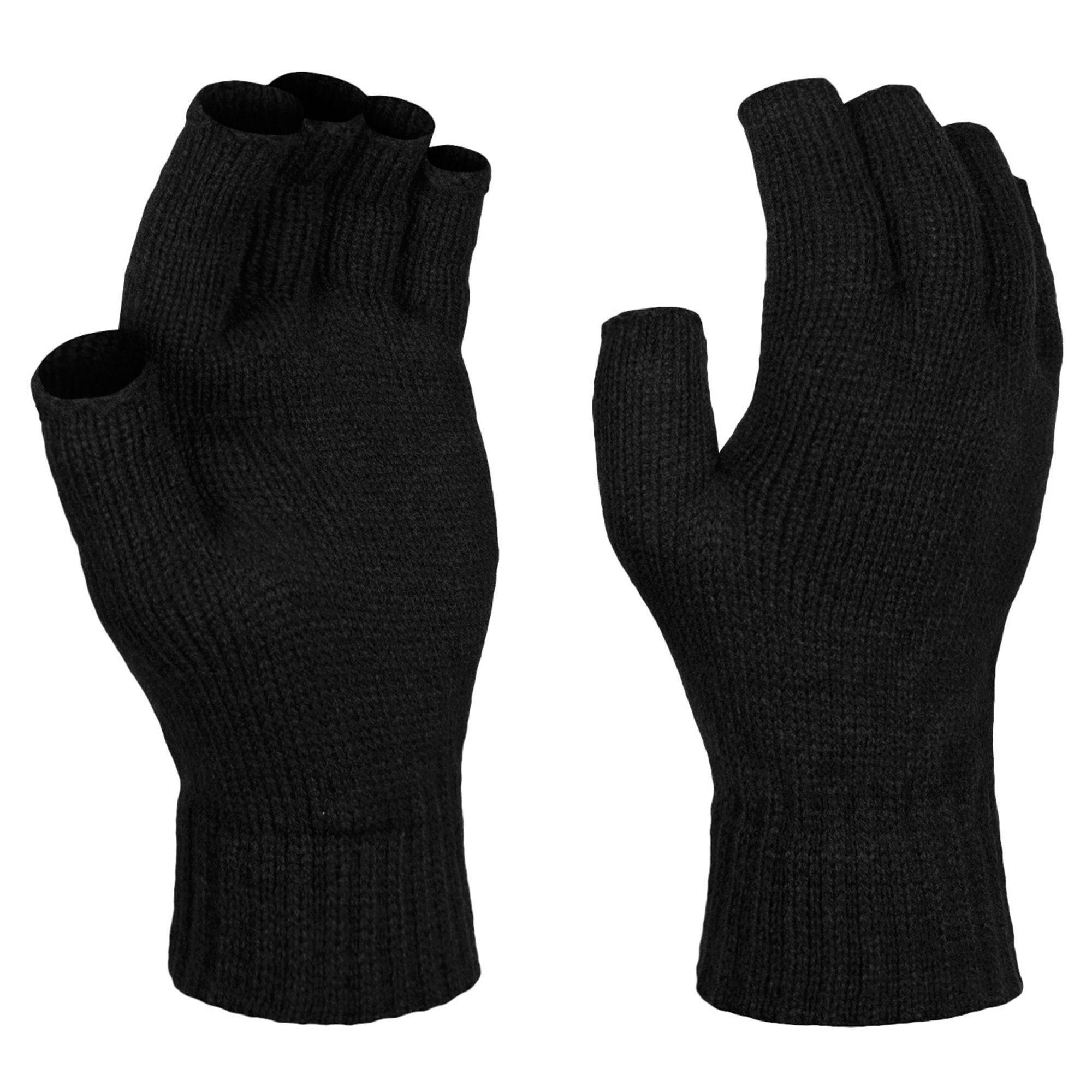 Regatta Unisex Black Professional Fingerless Mitts / Gloves - One Size - 100% Acrylic