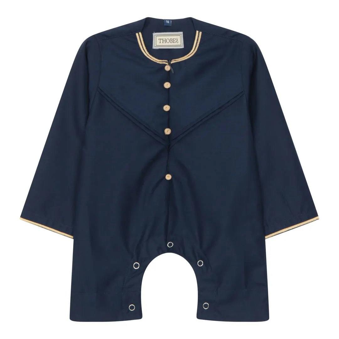 Thobez Gold Oe-300 - Baby Toddler Romper Thobe Embroidery - Navy - 6-9 Months