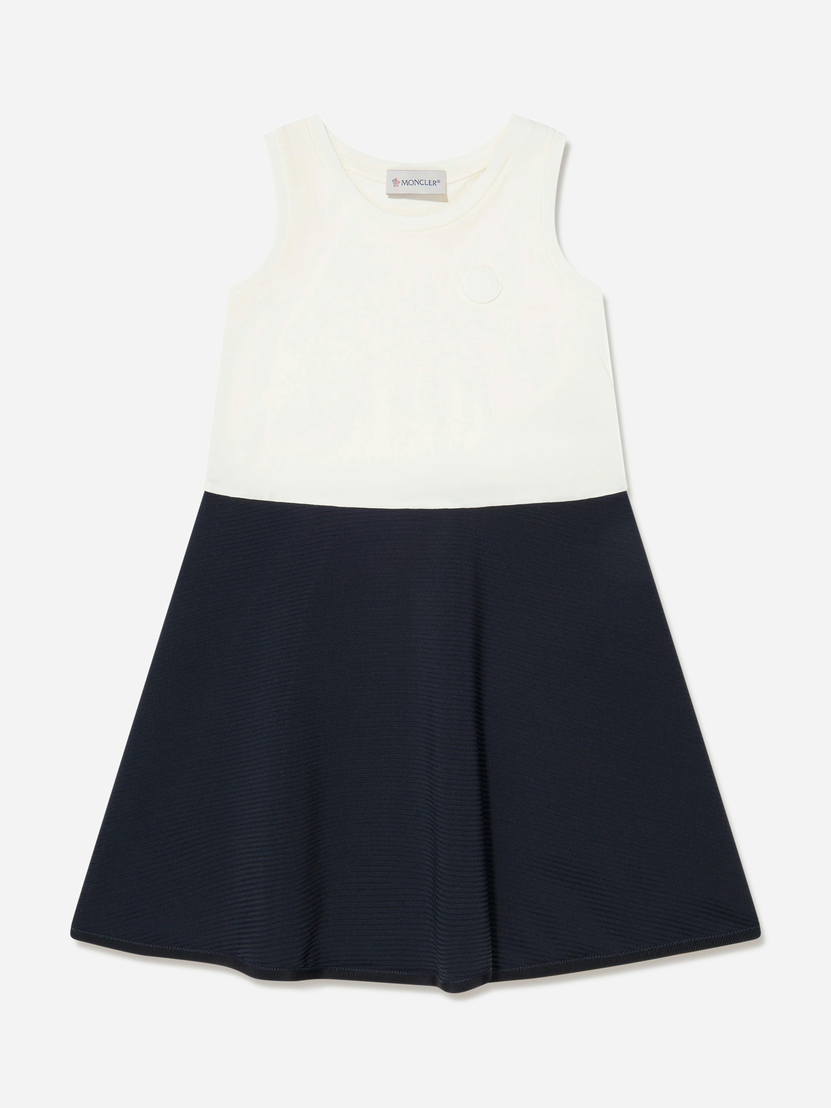 Moncler Enfant Girls Blue Colourblock Dress In Navy - 12 Yrs