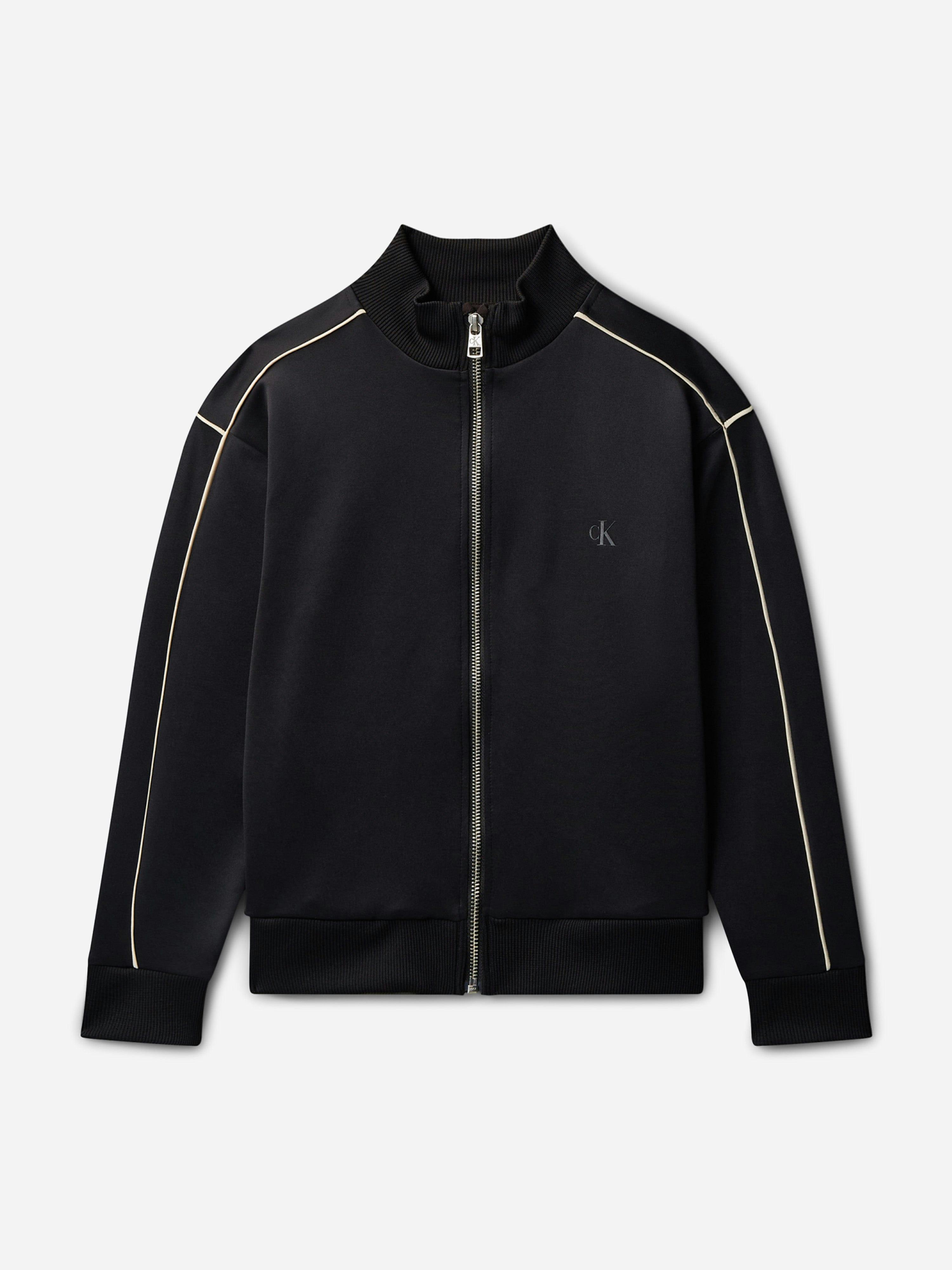 Calvin Klein Boys Black Piping Zip Up Top In - 16 Yrs