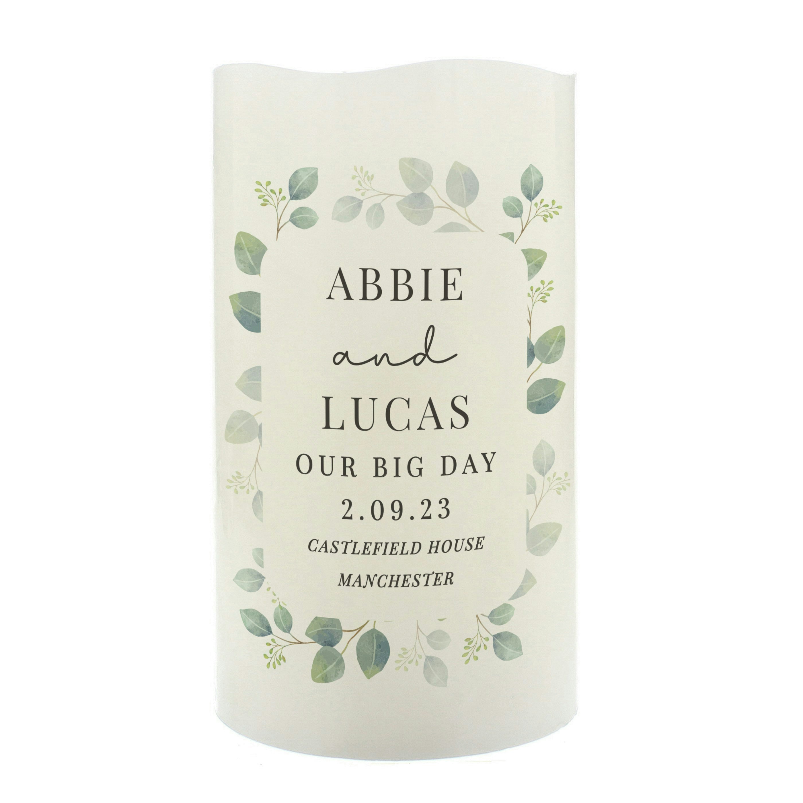 Rackhams Personalised Botanical Led Candle