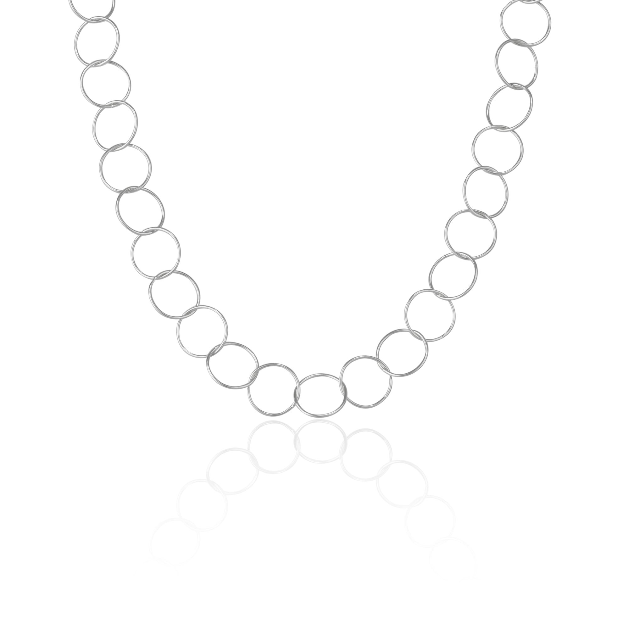 Spero London Silver Circle Hoops Sterling Chain Necklace
