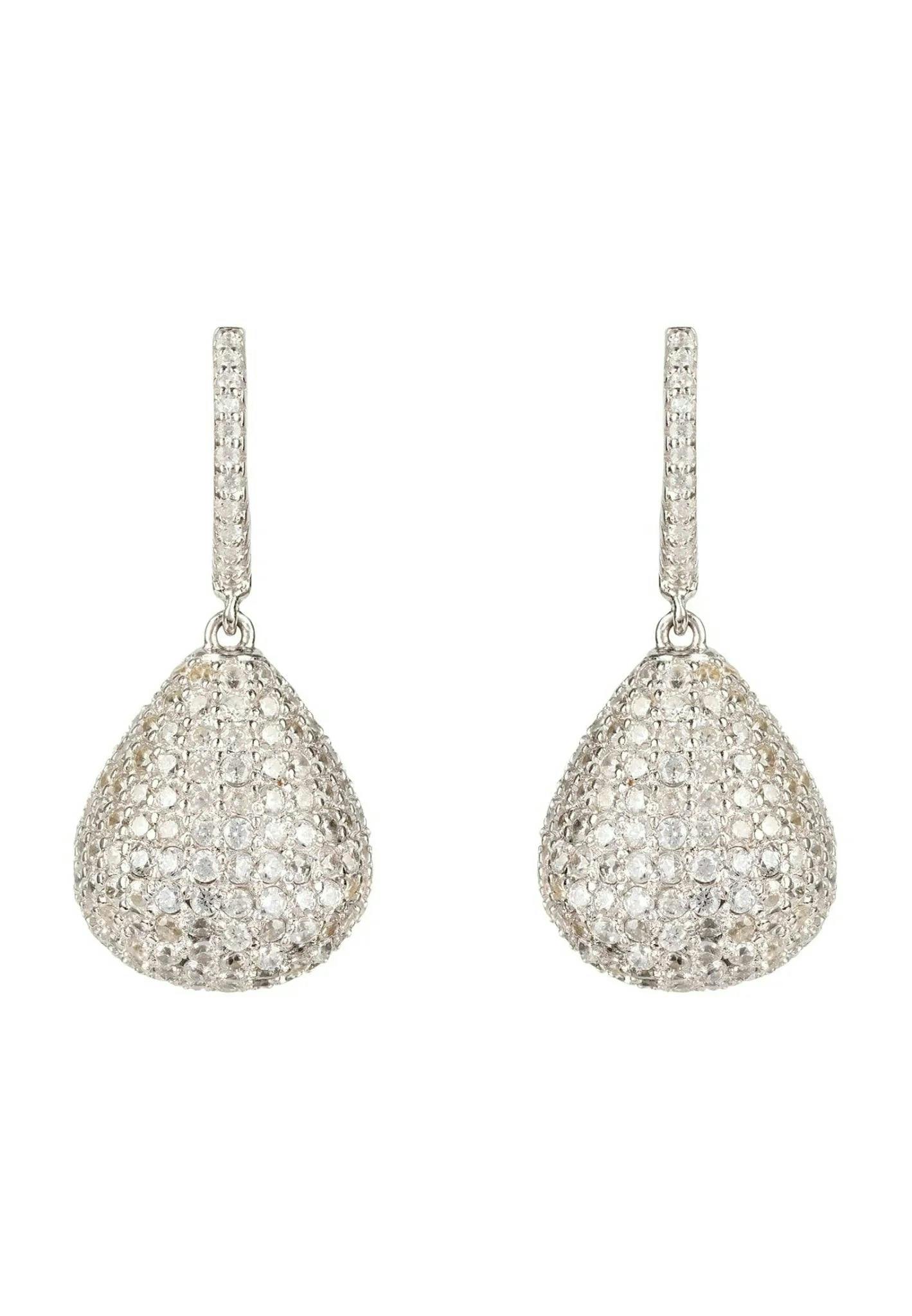 Latelita Silver/White Valerie Pear Drop Gemstone Earrings Cz