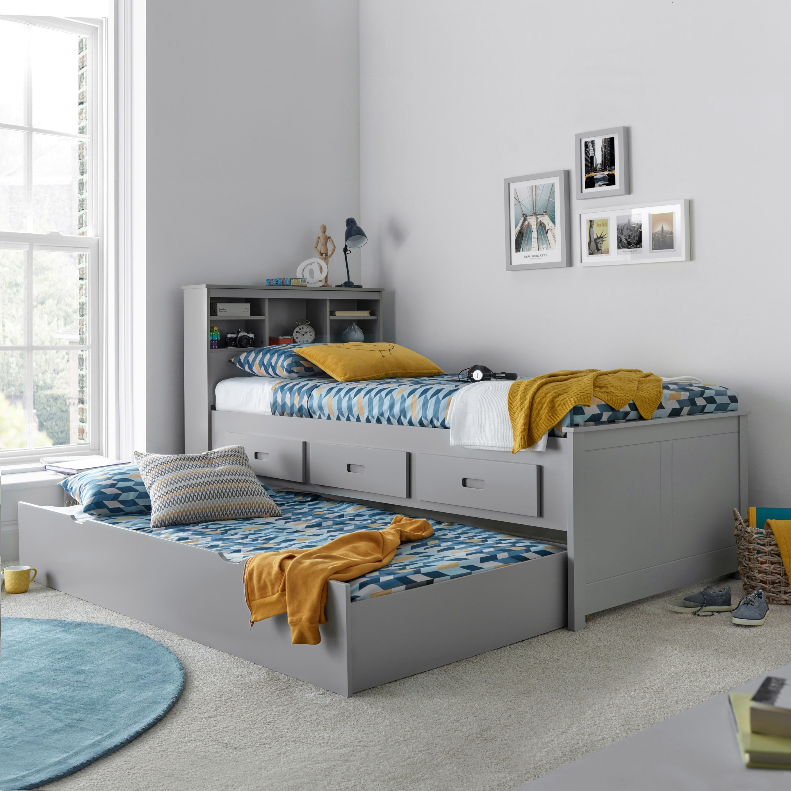 Bedmaster Grey Veera Guest Bed Day Bed Trundle Bed - Single (No Trundle) With Memory Foam Mattress
