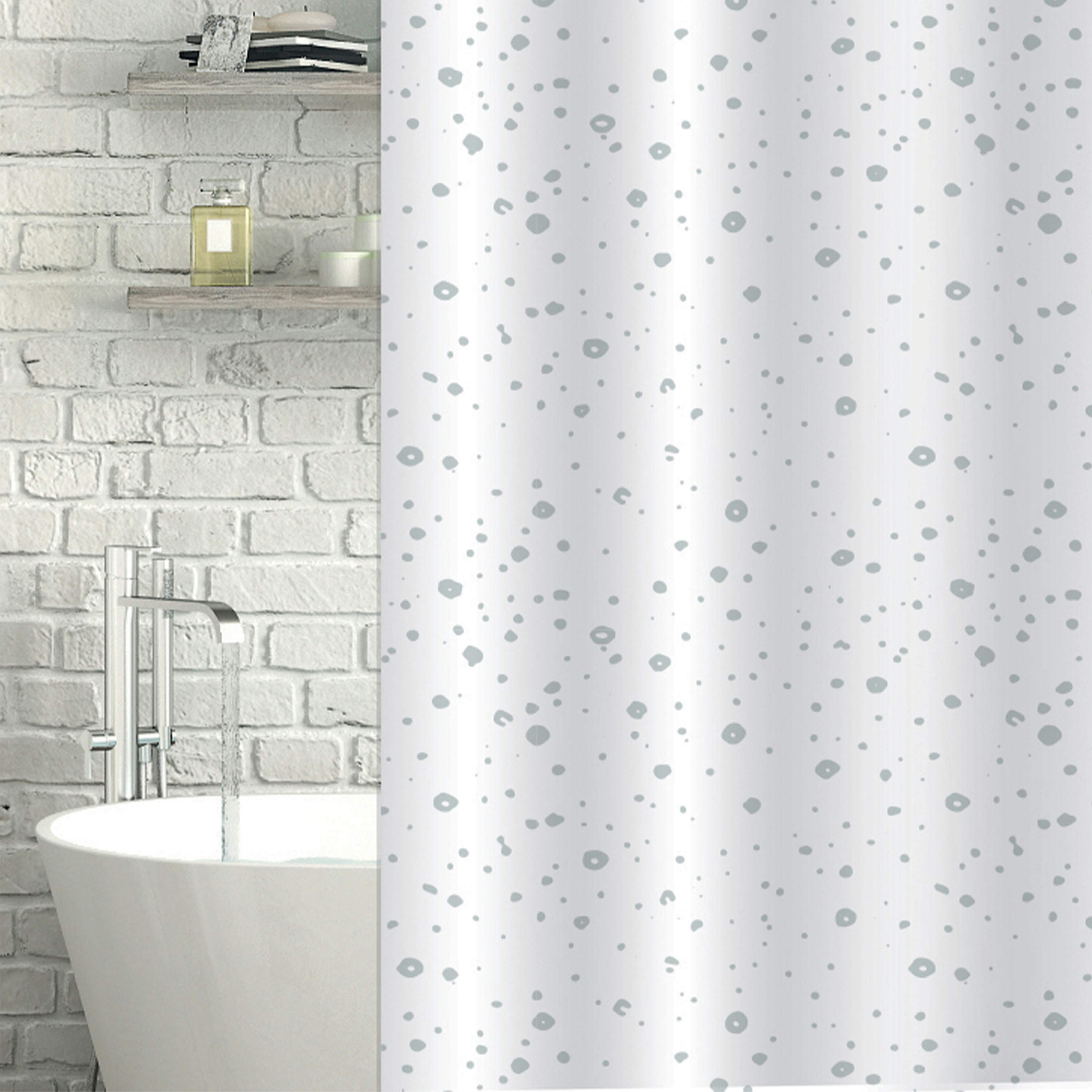 Showerdrape White Droplets Shower Curtain