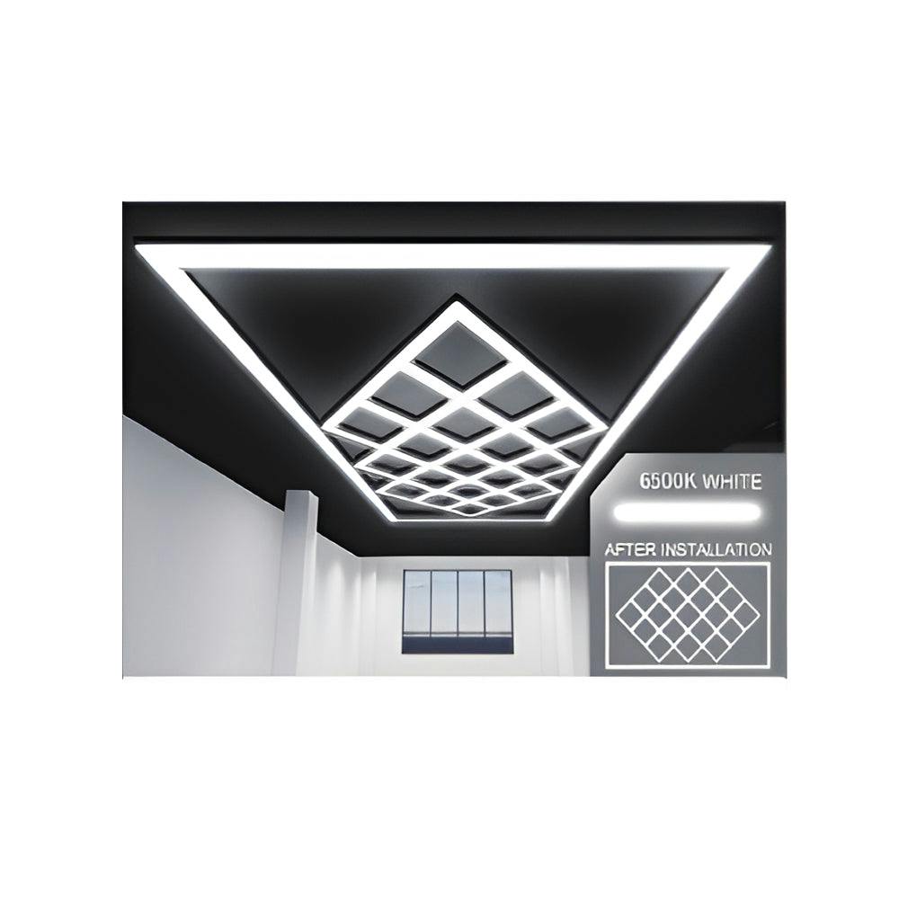 Ener-J Light 588W Designer Led Ceiling With Frame, 19 Diamond Grid With Border, Commercial Interior Ing
