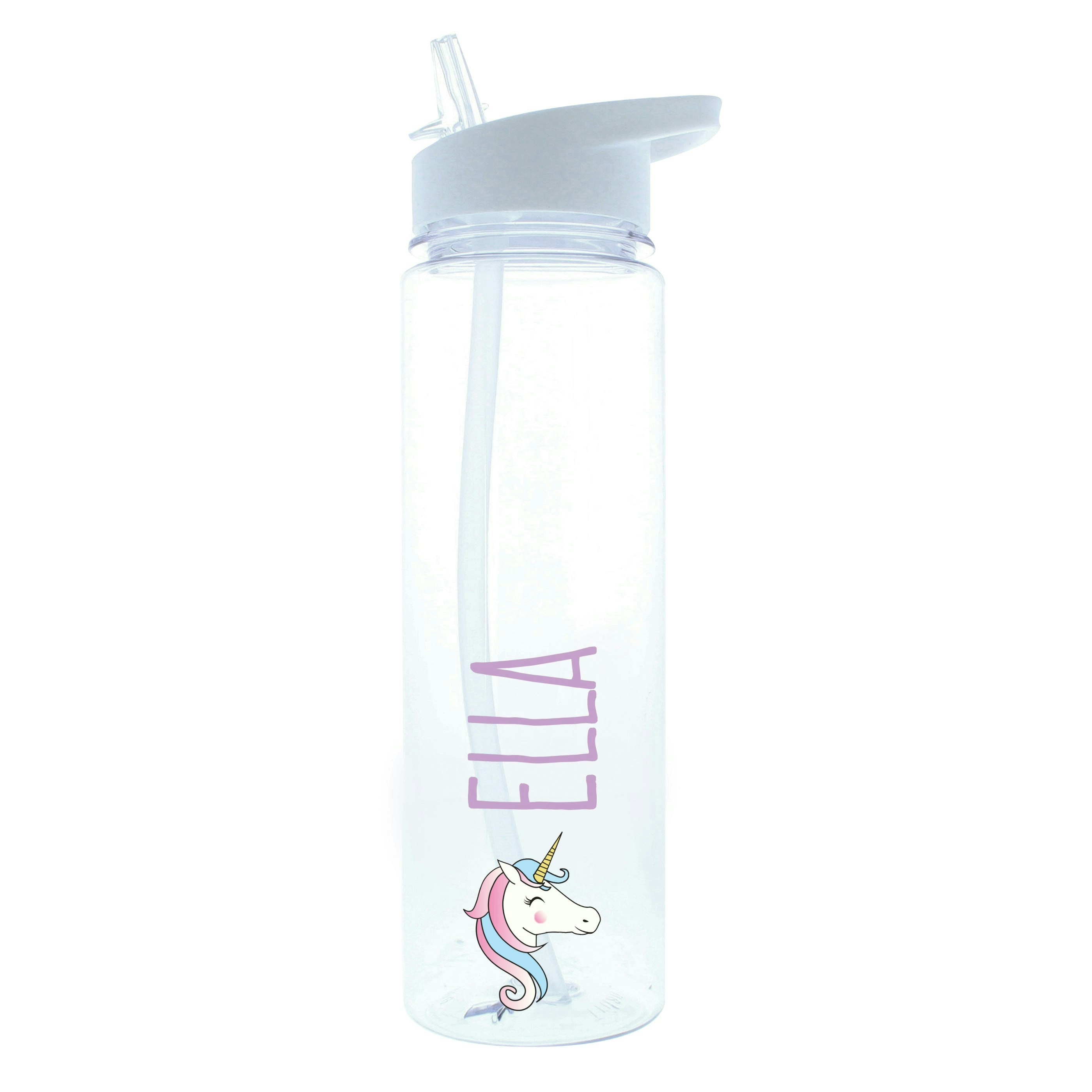 Personalised Memento Company White Personalised Unicorn Water Bottle