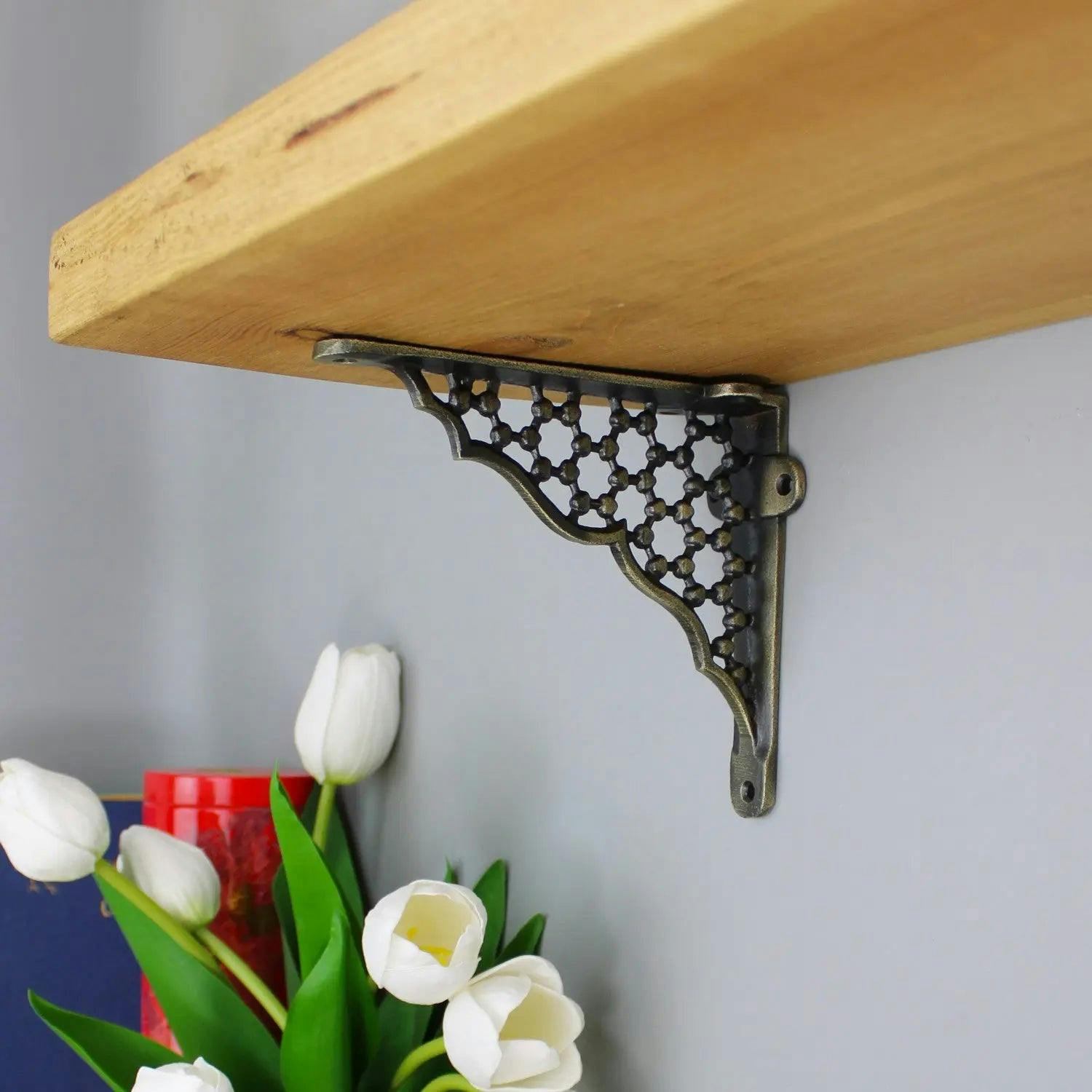 Rackhams Black - Honeycomb Shelf Brackets - Pair Of Brackets 155Mm X 155Mm - Antique