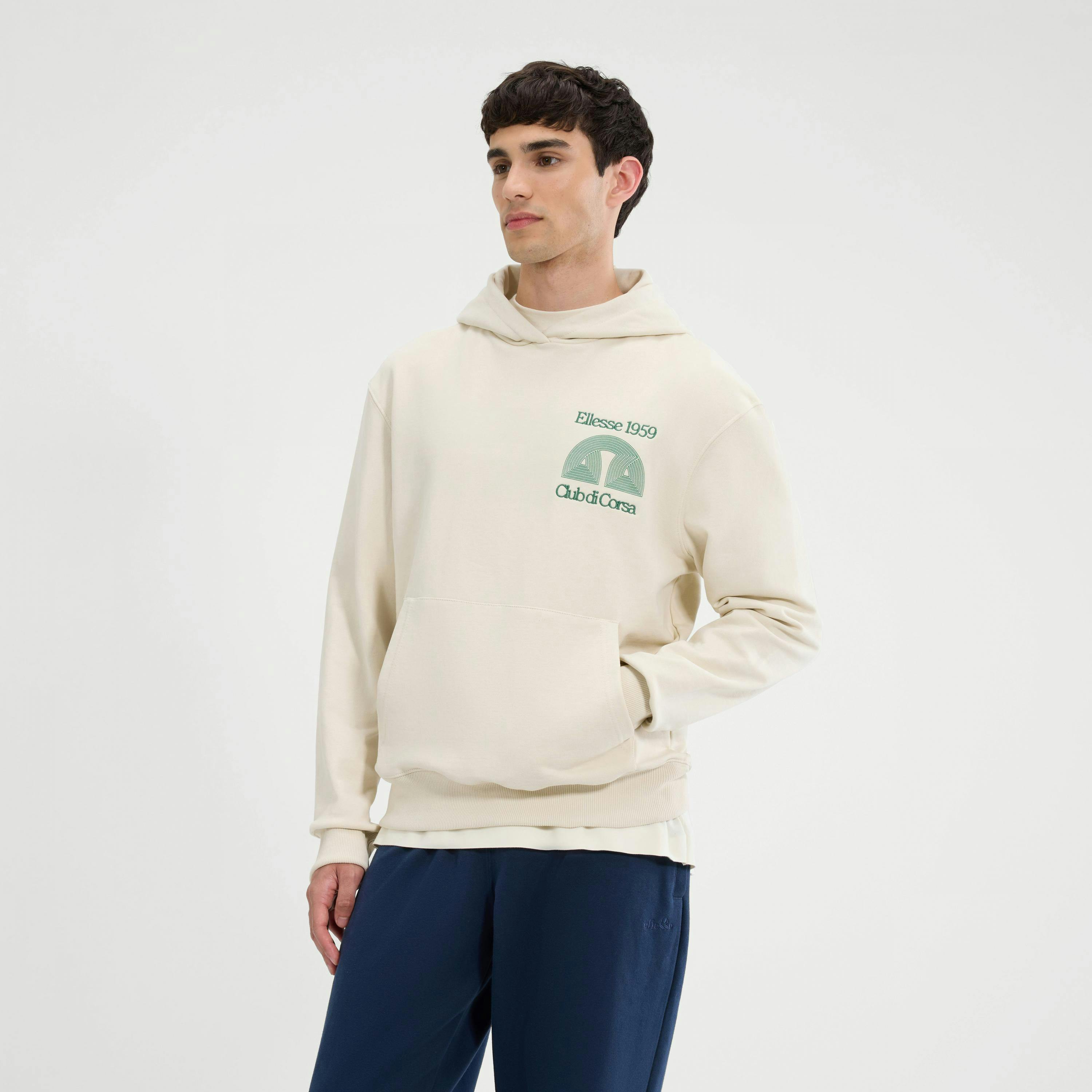 Ellesse Men's White Club Di Corsa Hoodie - Off - Off - M - 80% Cotton/20% Elastane