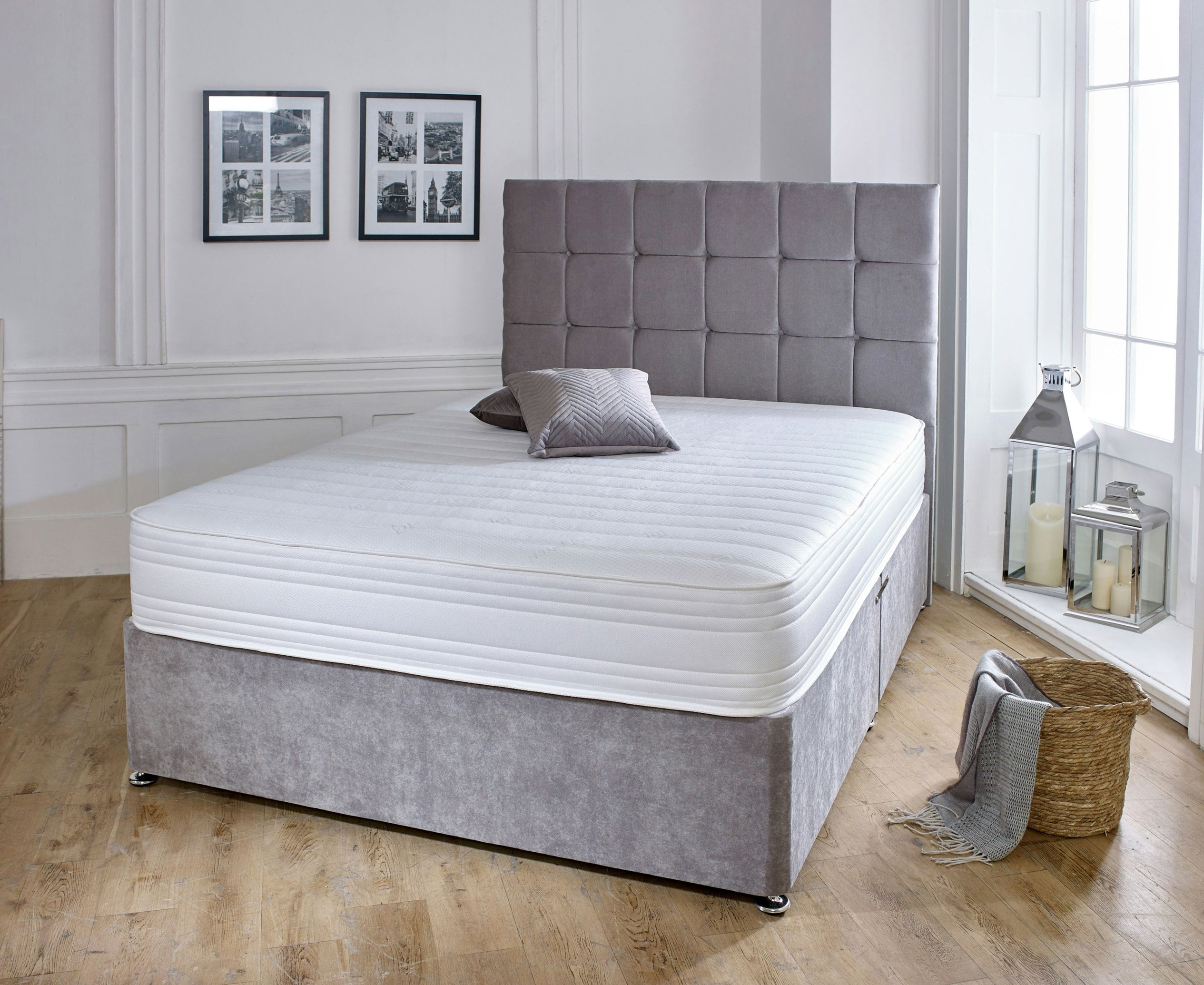 Rackhams White Straight Line Hybrid Mattress - Memory Foam & Spring Support - 1 - European Single Mattress (90Cm X 200Cm)