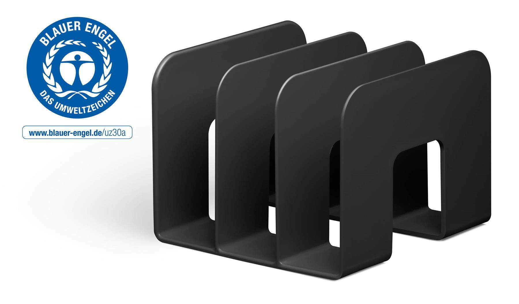 Durable Black Eco Recycled Plastic Magazine Stand Desk File Holder | 2 Pack |