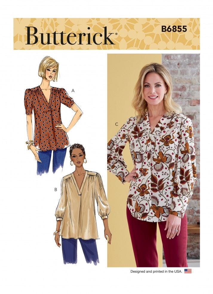 Butterick Women's Sewing Pattern 6855, Tops For A (Xs-S-M-L-Xl-Xxl) - Easy - A (Xs-S-M-L-Xl-Xxl)