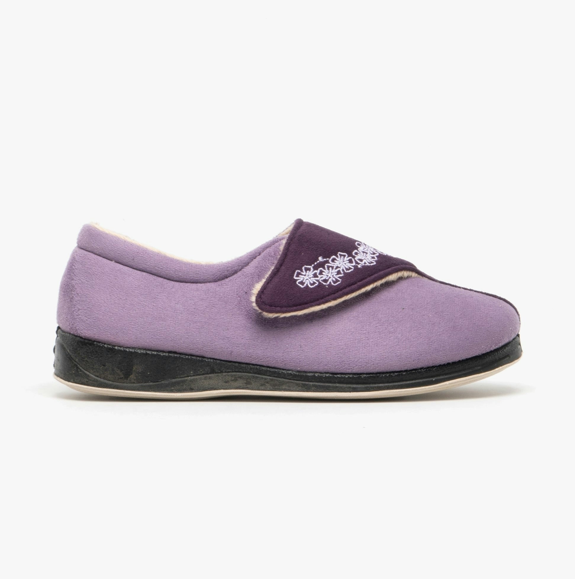 Padders Women's Purple/Lavender Hug (Ee Fit) Touch Fasten Slippers - Uk Size 6
