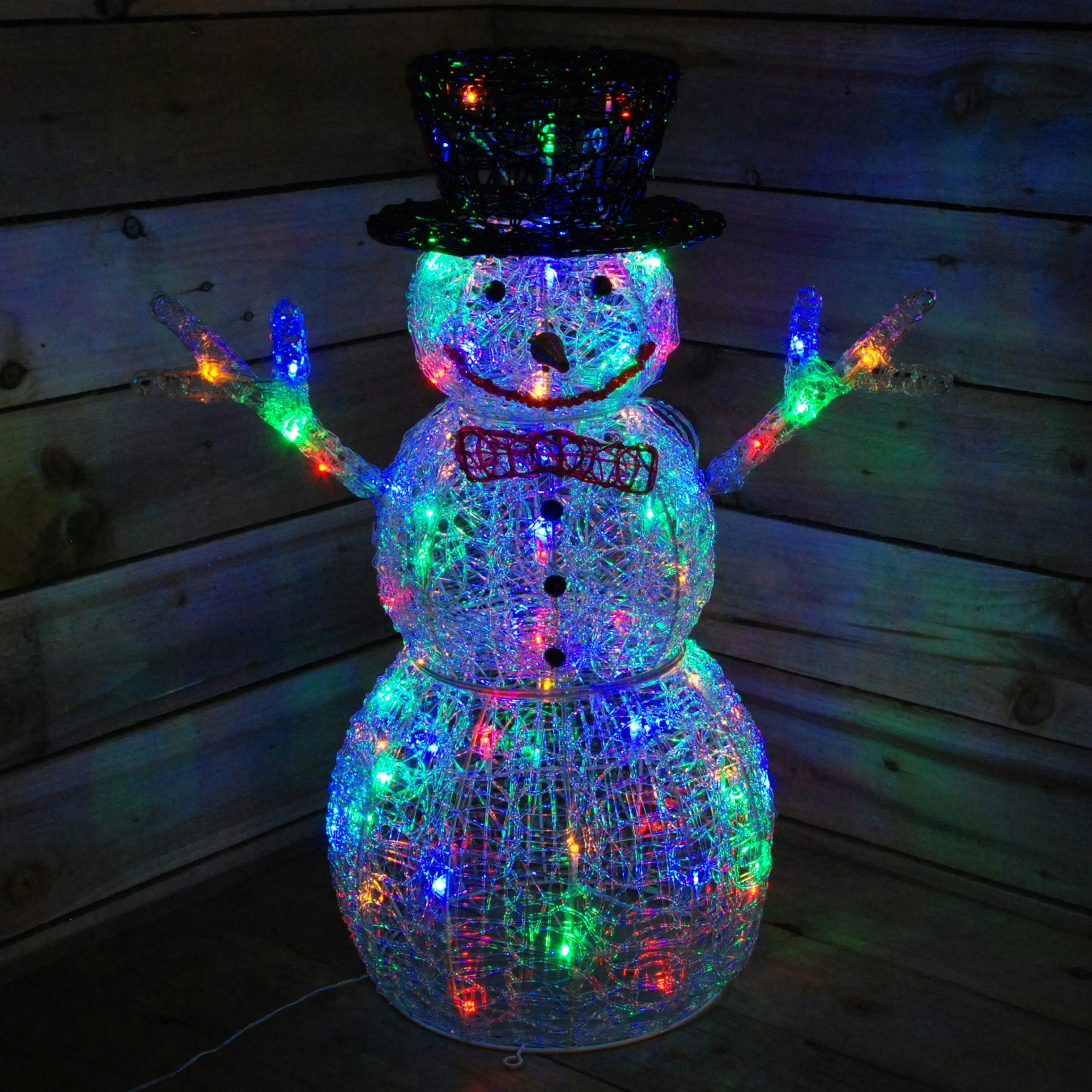 Samuel Alexander Unisex White Light Up Acrylic Christmas Snowman With 88 Multi Colour Led Lights In 76Cm - Image 5