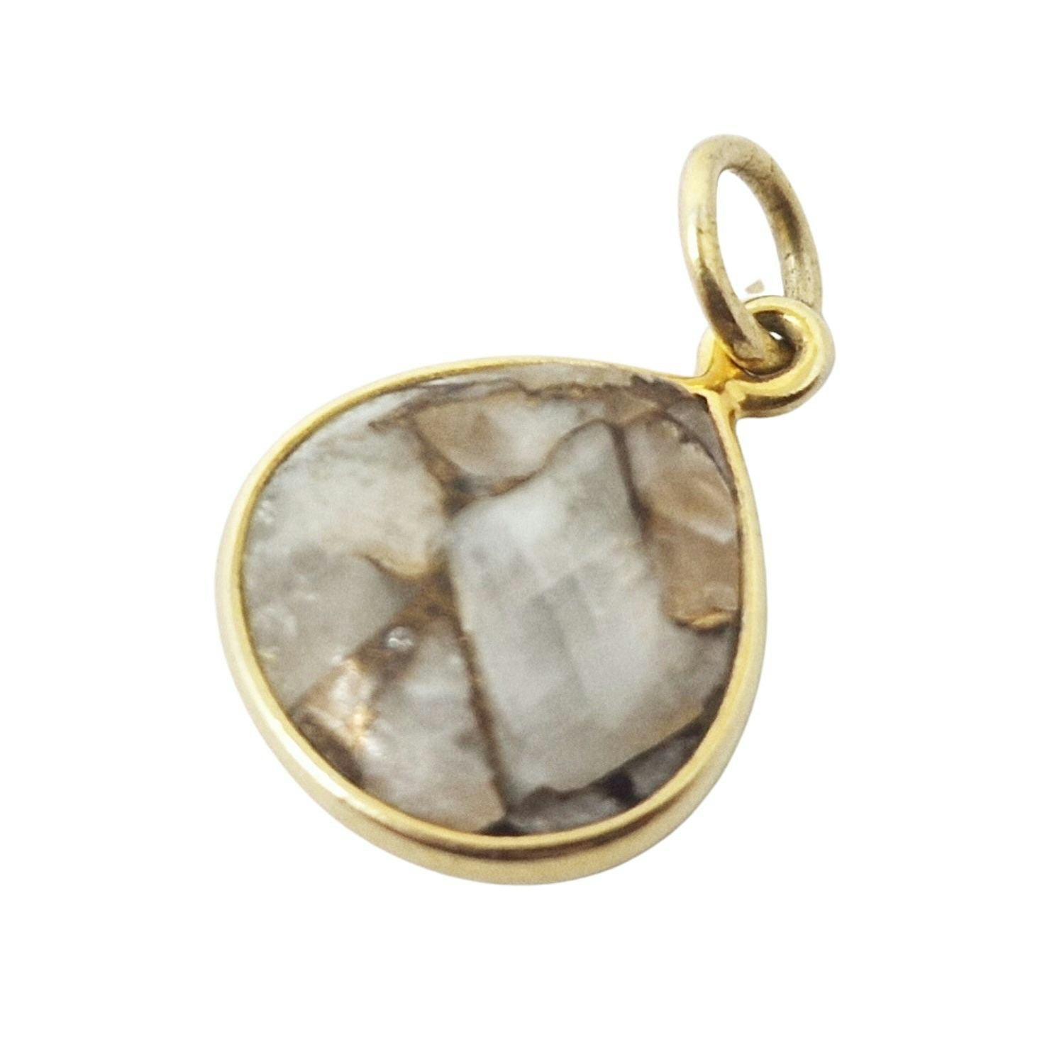 Harfi Gold 18Ct Vermeil Herkimer Diamond April Birthstone Round Bezel Pendant