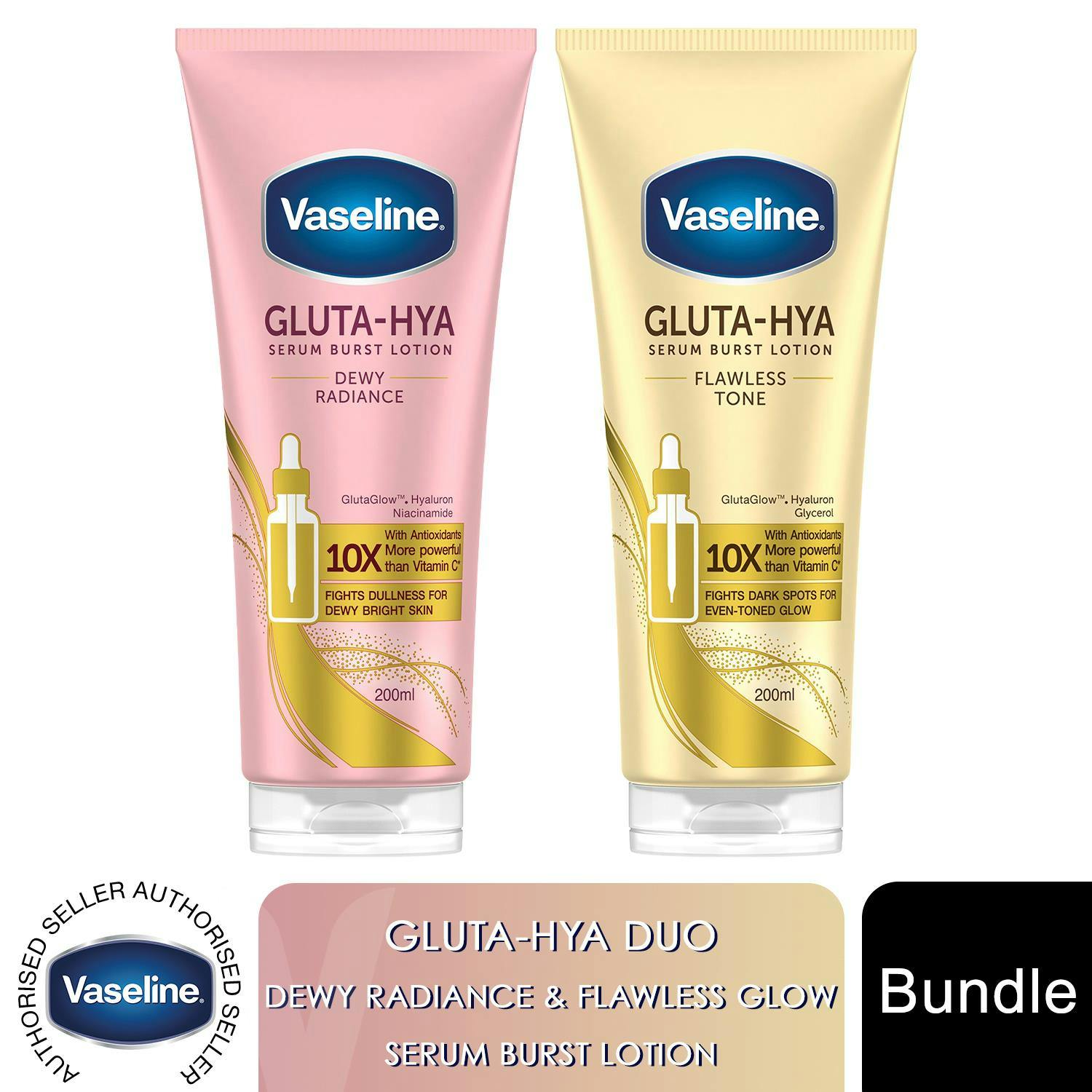 Vaseline White Gluta-Hya Lotion Duo Dewy Radiance & Flawless Glow, 200Ml Each In - Image 5
