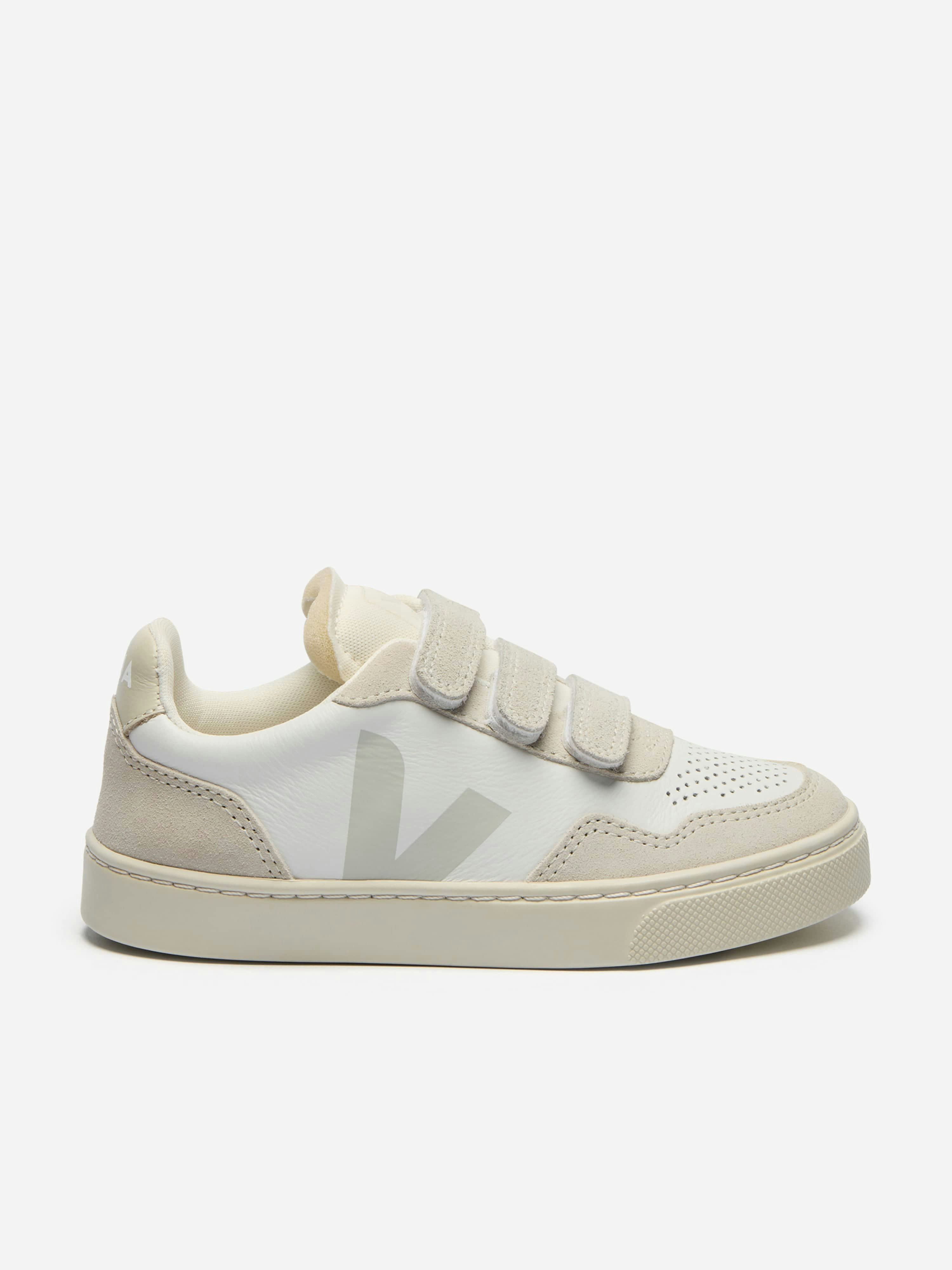 Veja White Kids Leather Small V-90 Trainers In - Eu 32 Uk 13.5