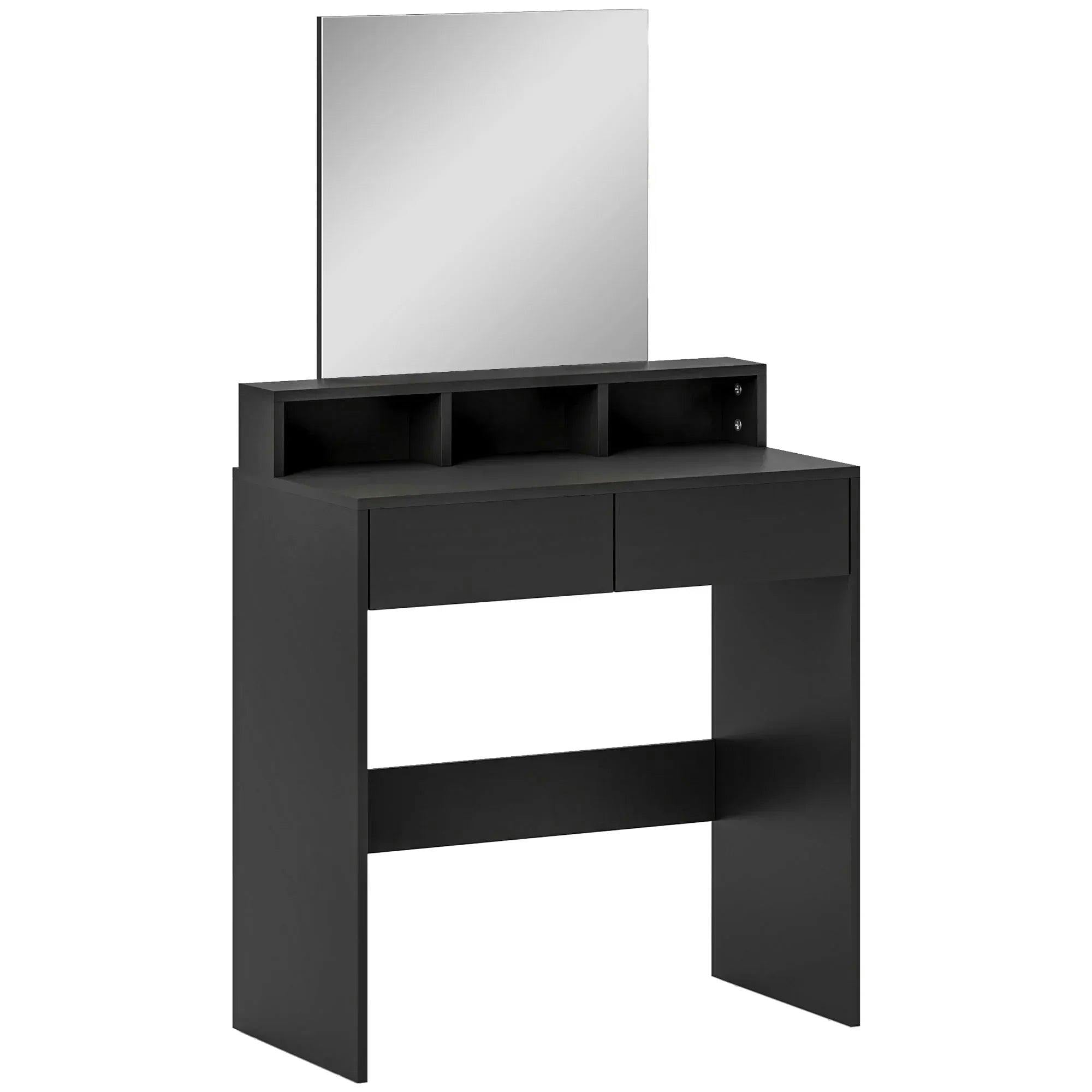 HOMCOM Dressing Table with Mirror - Black - Image 5