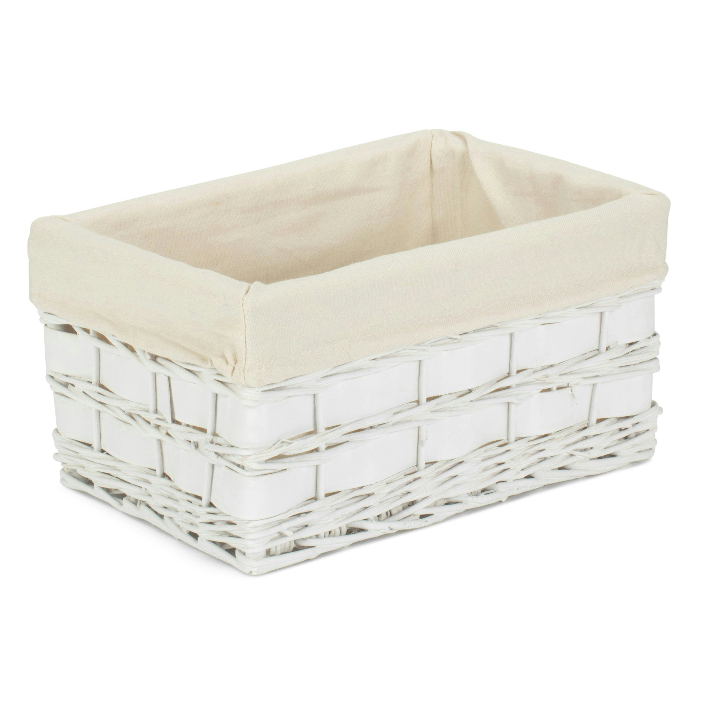 Red Hamper Red/White Hamper Whitewash Scandi Storage Basket With Lining - Medium