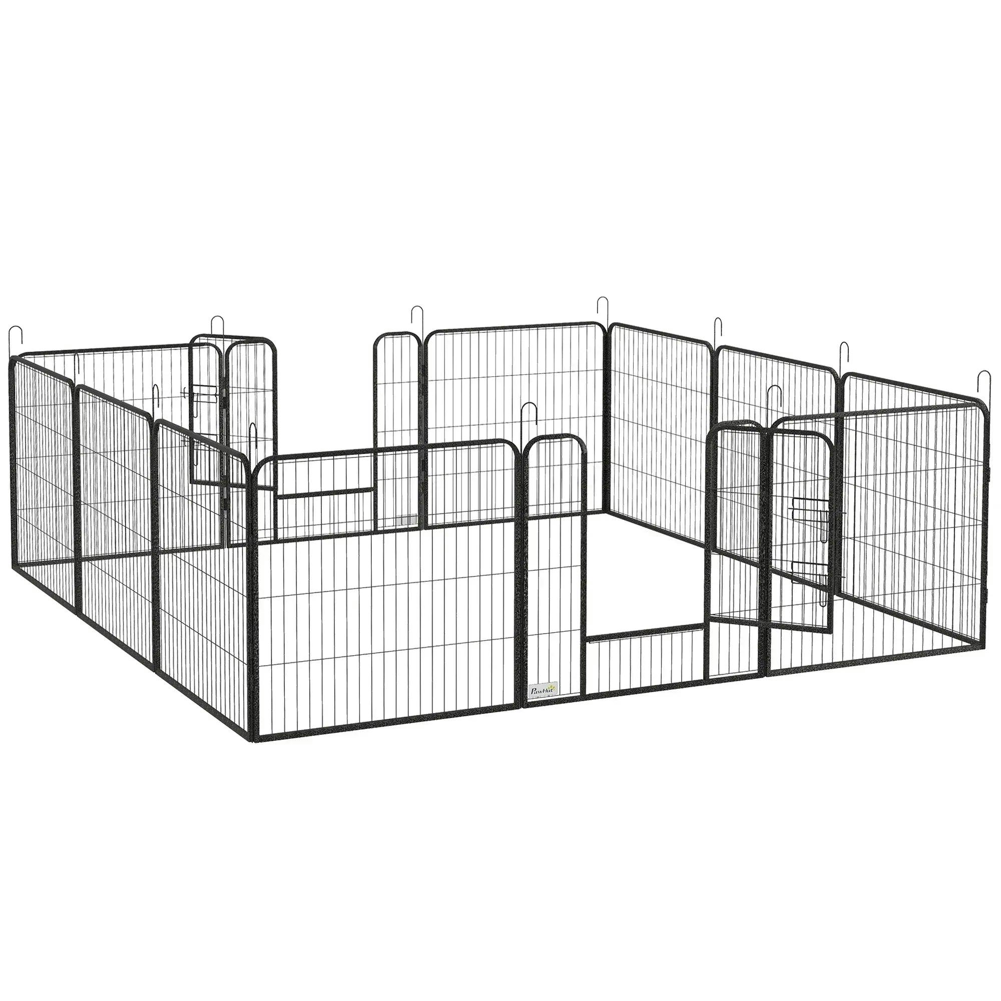 PawHut Heavy Duty 12 Panel Pet Exercise Pen 80cm Grey - Steel Frame - Indoor/Outdoor Use - Small/Medium Dogs - Image 6