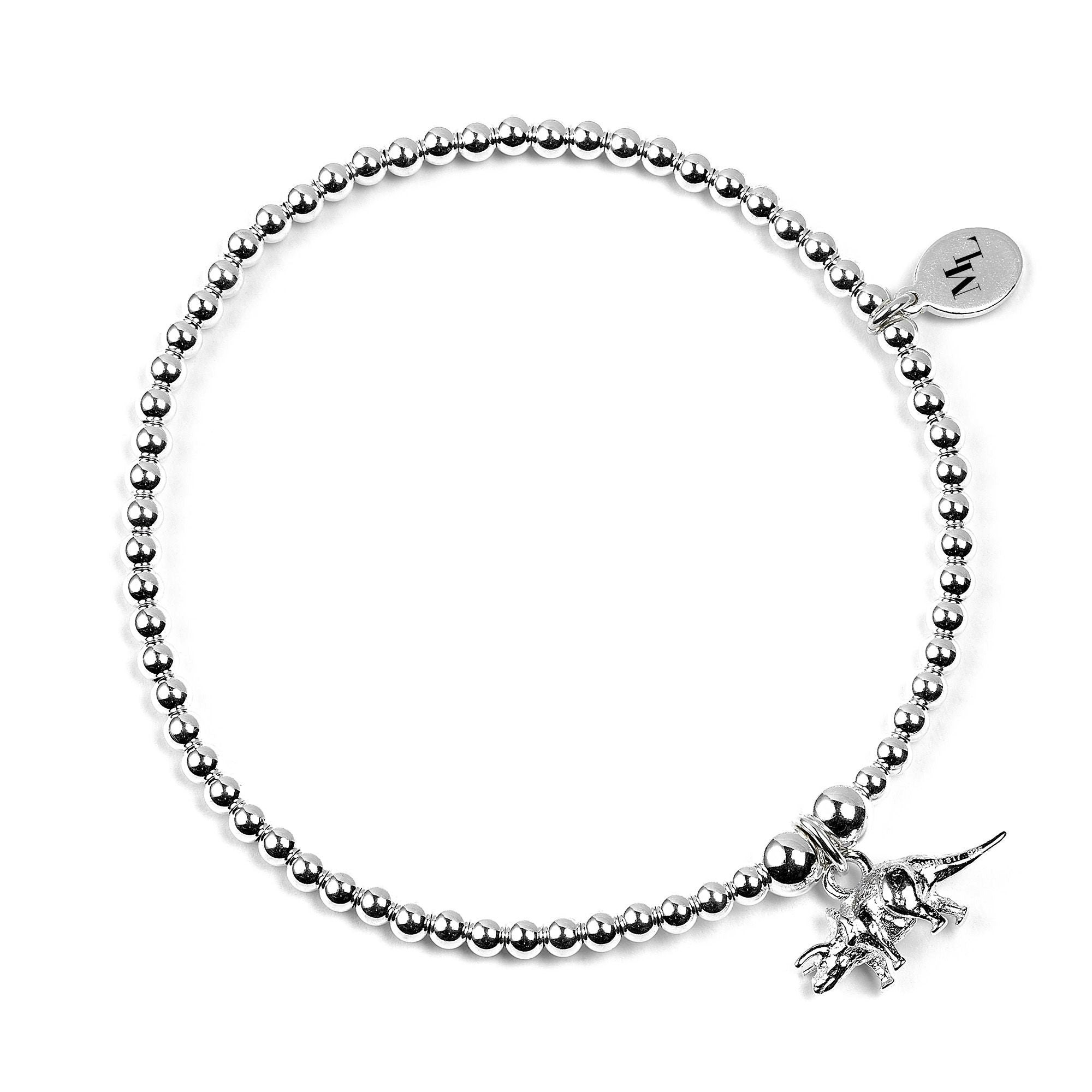 Mylee London Silver Stegosaurus Dinosaur On Ball Bead Bracelet - Yes - Child