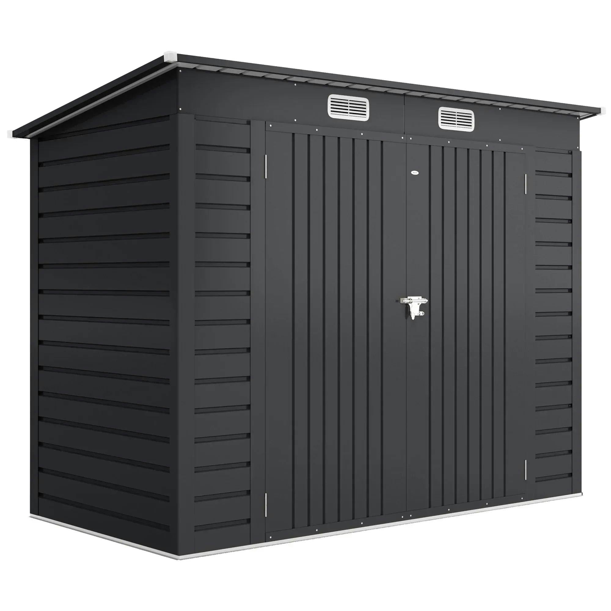 Outsunny Unisex Grey X 4Ft Metal Garden Storage Shed With Double Doors & 2 Vents In Size 8 - Image 2